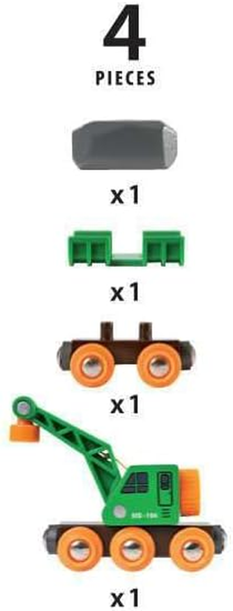BRIO 33698 Clever Crane Wagon &ndash; 4-Piece Wooden Railway Accessory Set with Crane, Compatible with BRIO Trains for Kids 3+ Years image number 5