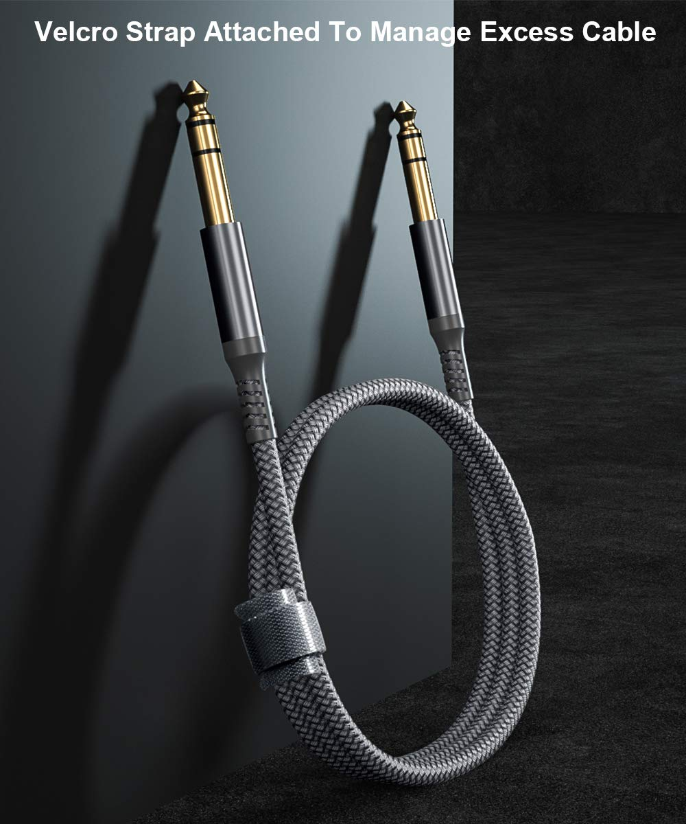 Elebase 1/4 Inch TRS Instrument Cable 3M 2-Pack,Straight 6.35Mm Male Jack Stereo Audio Interconnect Cord,6.35 Mm Balanced Line for Electric Guitar,Bass,Keyboard,Mixer,Amplifier,Amp,Speaker,Equalizer image number 2