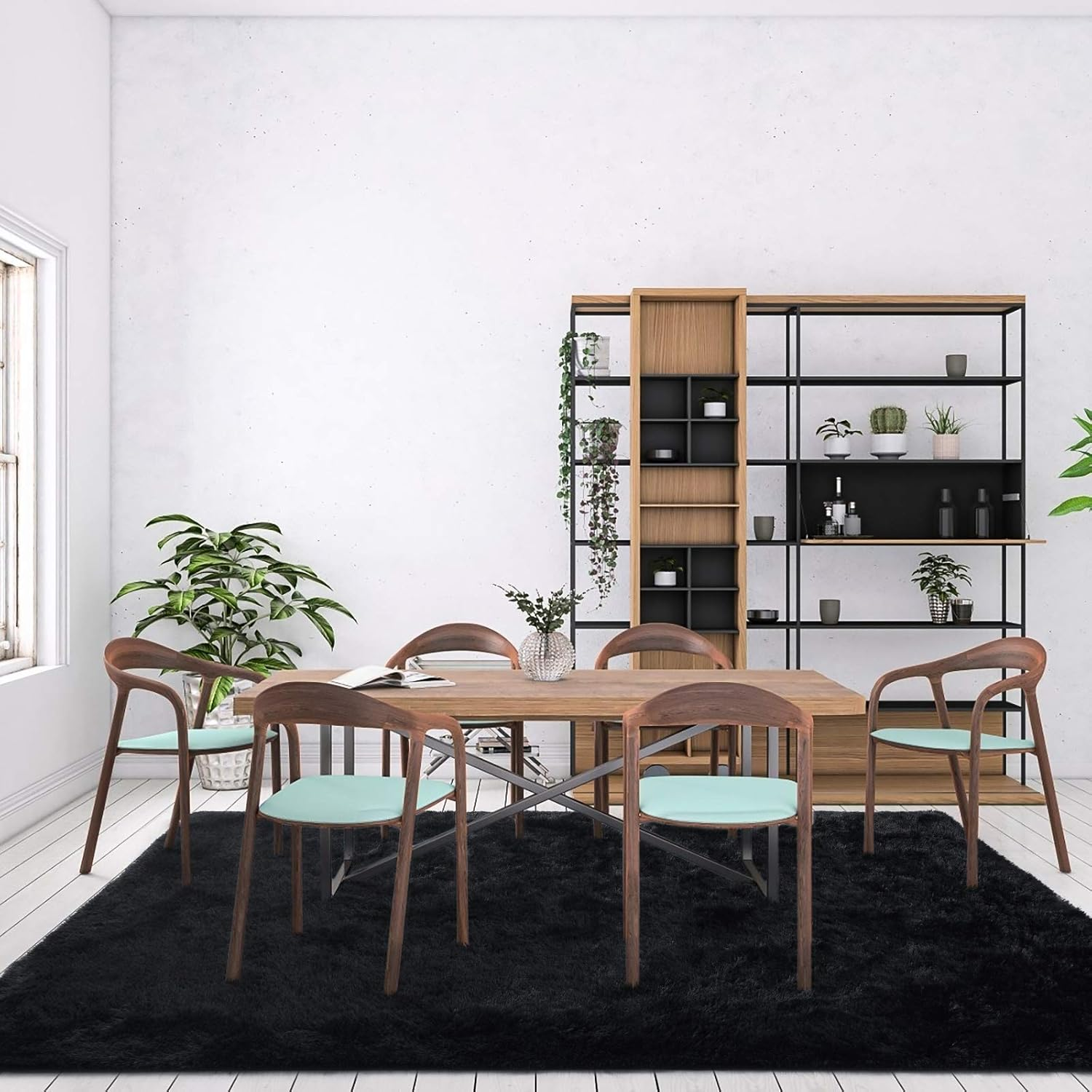 Pacapet Fluffy Area Rugs, Black Shag Rug for Bedroom, Plush Furry Rugs for Living Room, Fuzzy Carpet for Kid'S Room, Nursery, Home Decor, 3 X 5 Feet image number 5