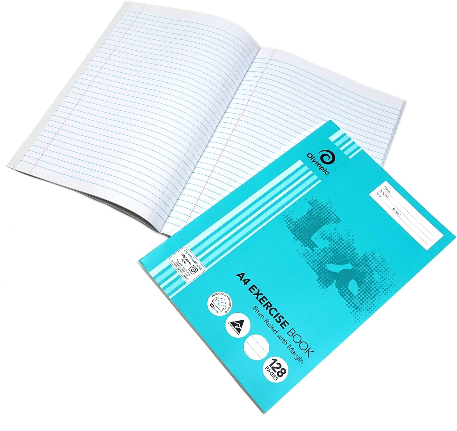 Olympic, A4 Exercise Book, 128 Pages, 8Mm Ruled with Red Margin image number 2
