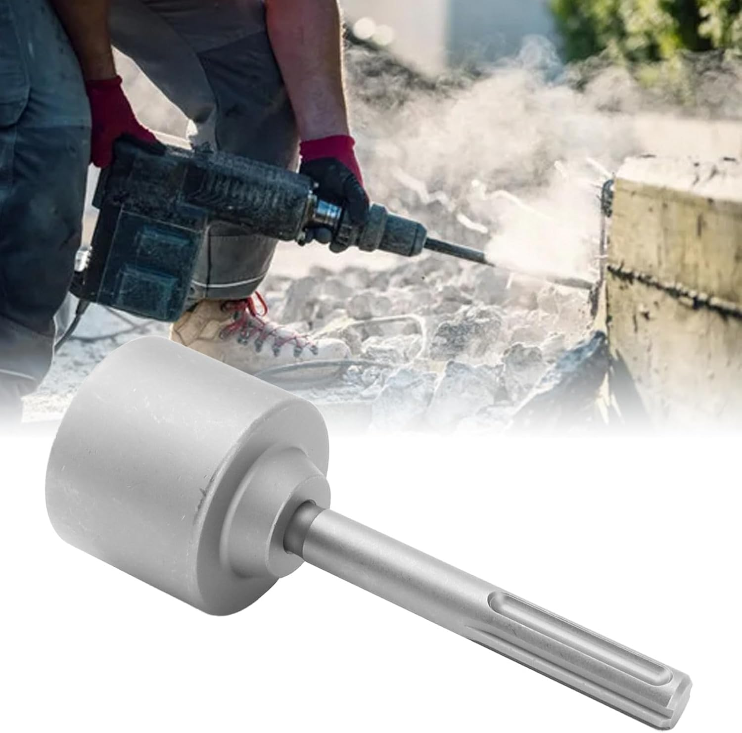 65Mm Ground Rod Driver, 5 Pits Shank Steel Fence T Post Driver Hand Post Pounder Hammer Drill Attachment 20Cm Length for Rotary Hammer Drill Grounding Rods image number 2