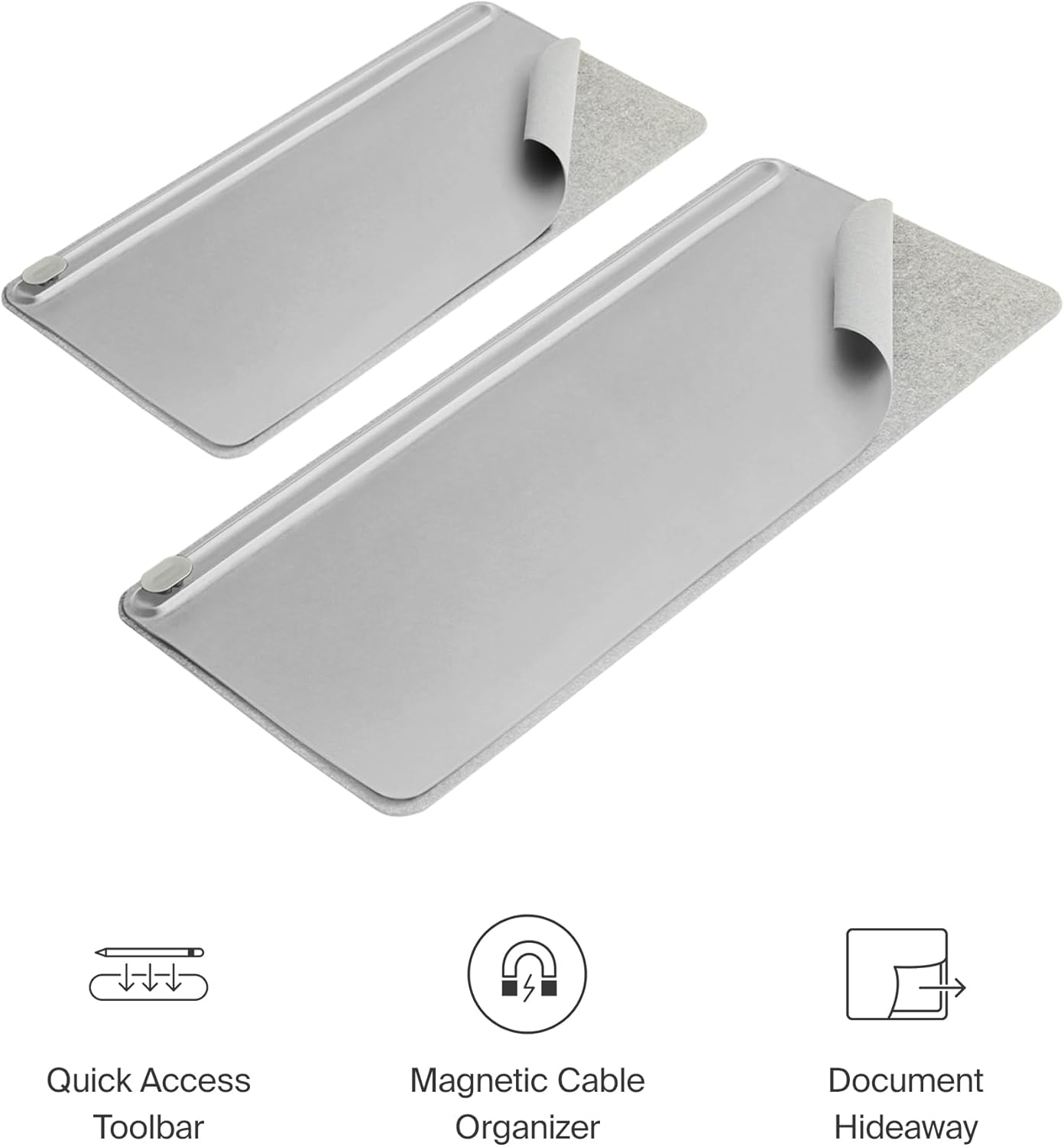 Orbitkey Desk Mat Slim | Made from Premium Vegan Leather and Recycled PET Felt | Document Hideaway | Magnetic Cable Holder, Stone image number 4