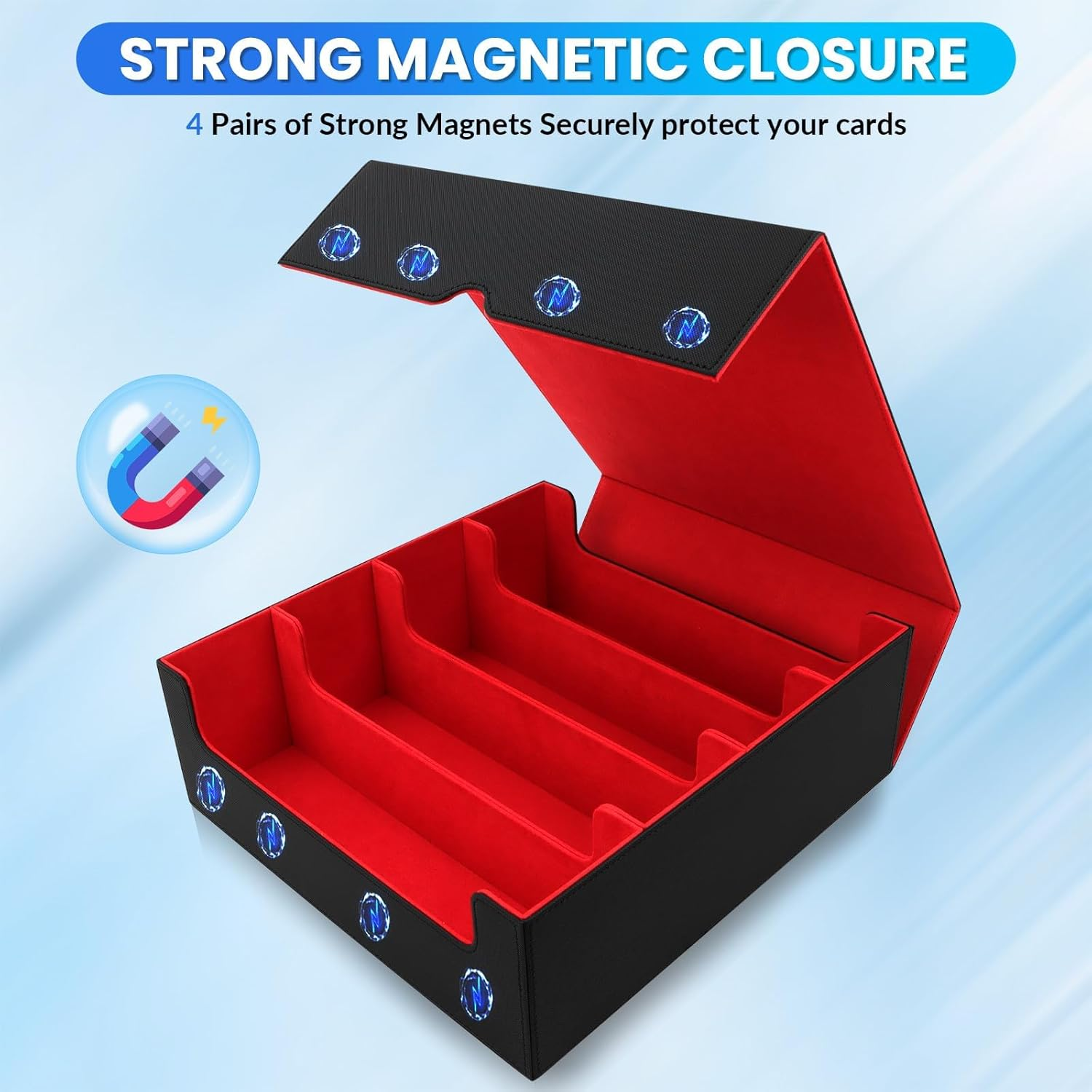 YOZOTI Card Deck Case for Trading Cards 2400+, Leather Magnetic Closure Commander Storage Box Magic Card Protectors Fit for Yugioh, MTG and Sport Cards&hellip; image number 1