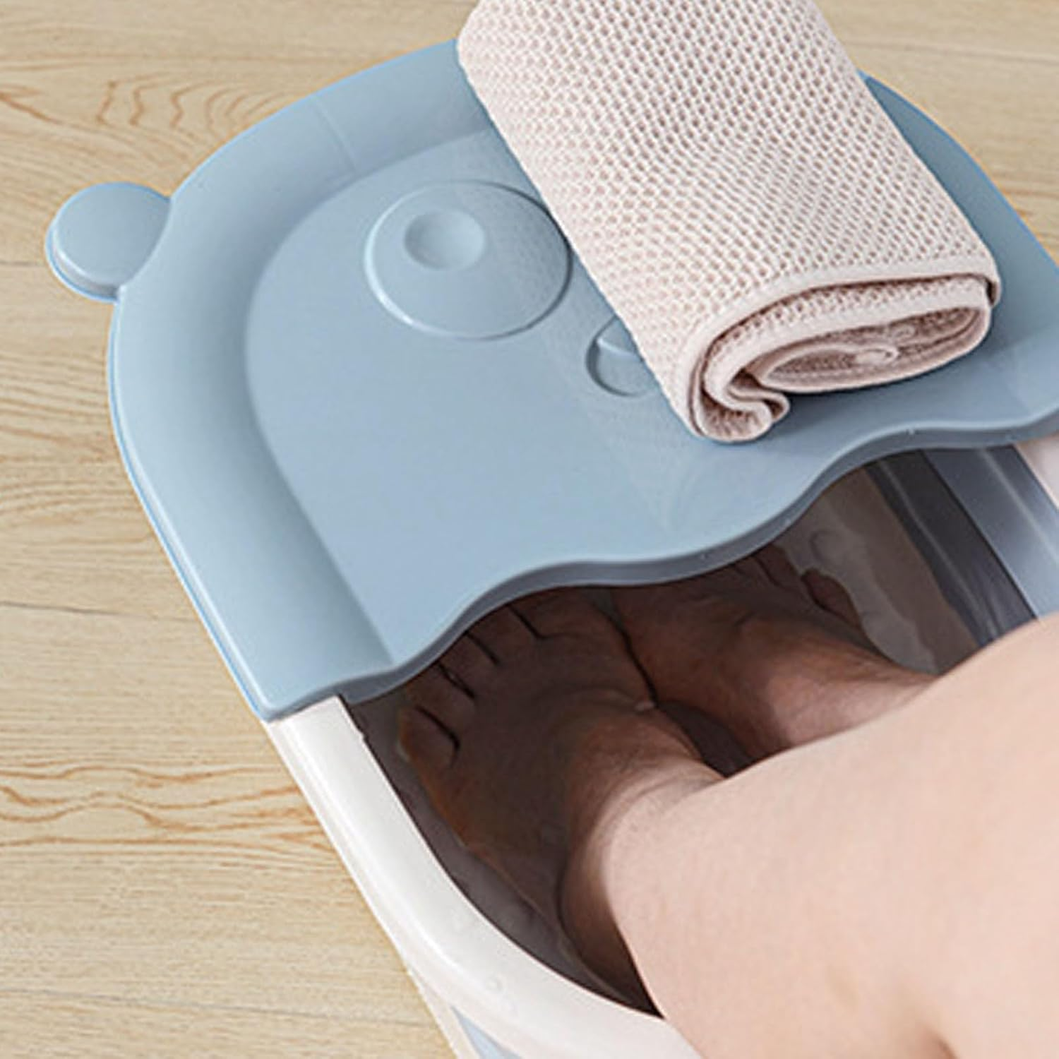 Collapsible Foot Bath Basin, Foot Soak Bucket, Foldable Feet Basin, Foot Soaking Bath Basin with Handle, Foot Soak Tub for Dry Cracked Feet, Pedicure Foot Soak, Home Spa - Blue image number 2