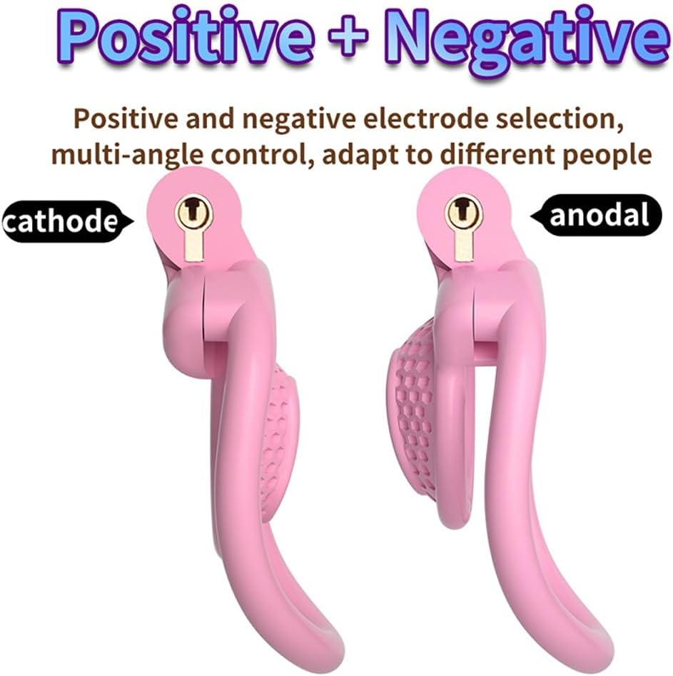 Male Chastity Device Cock Cage Flat Chastity Penis Cage with 4 Different Arc Rings and 2 Keys for Men'S Penis Bondage SM Sex Toys (Black, Negative Pole) image number 2