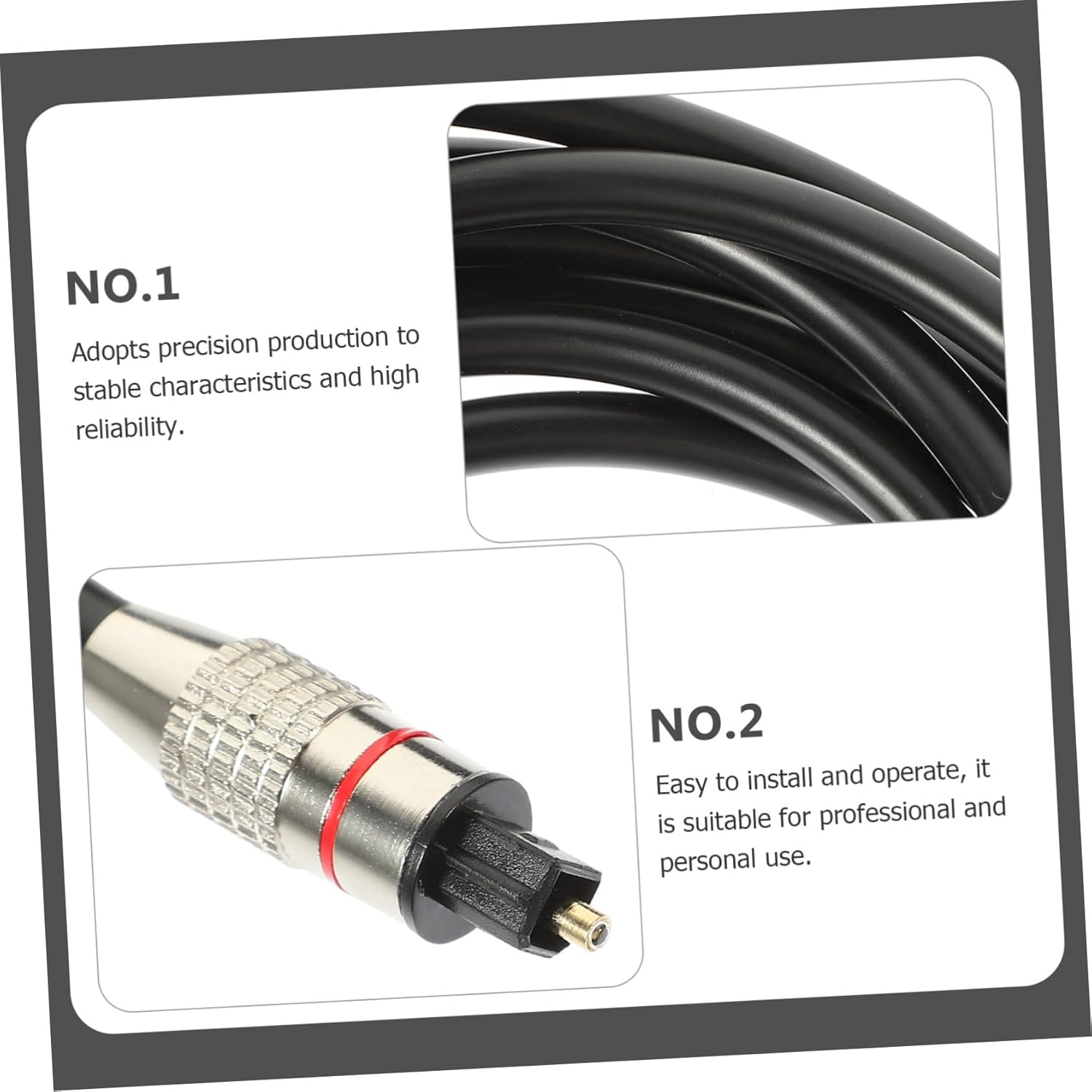 KICHOUSE 3M Optical Audio Cable Fiber Male to Male Cord Digital Optical Audio Cable for Home Theater image number 3