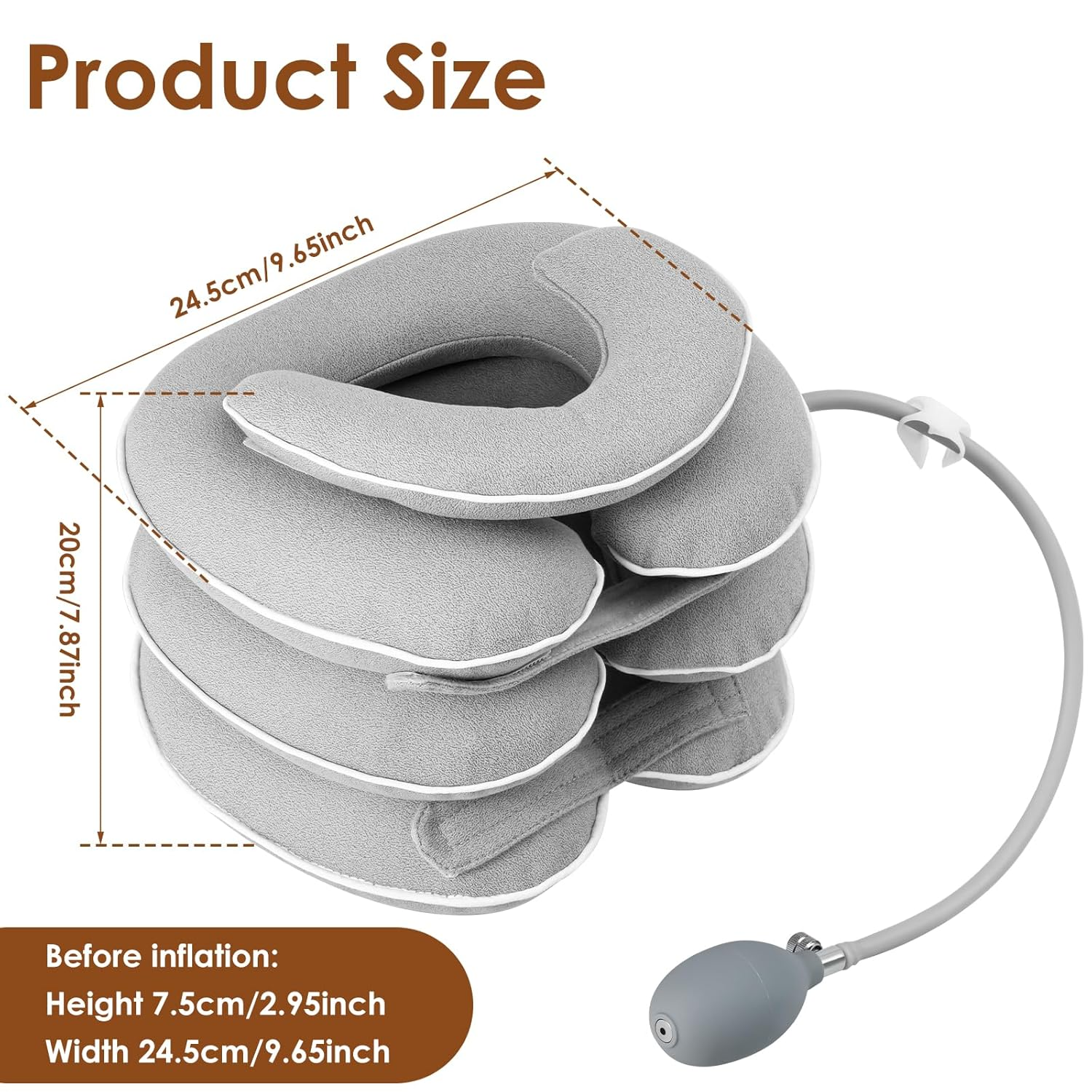 Neck Stretcher with Neck Brace, Inflatable Cervical Traction Device, Neck Relief Tool for Driving, Office, Home Use image number 5