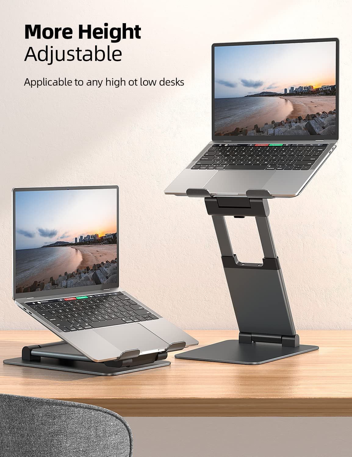 Nulaxy Laptop Stand, Ergonomic Sit to Stand Laptop Holder Convertor, Adjustable Height from 2.1" to 21", Supports up to 22Lbs, Compatible with Macbook, All Laptops Tablets 10-17" - Space Grey - A-Grey image number 6