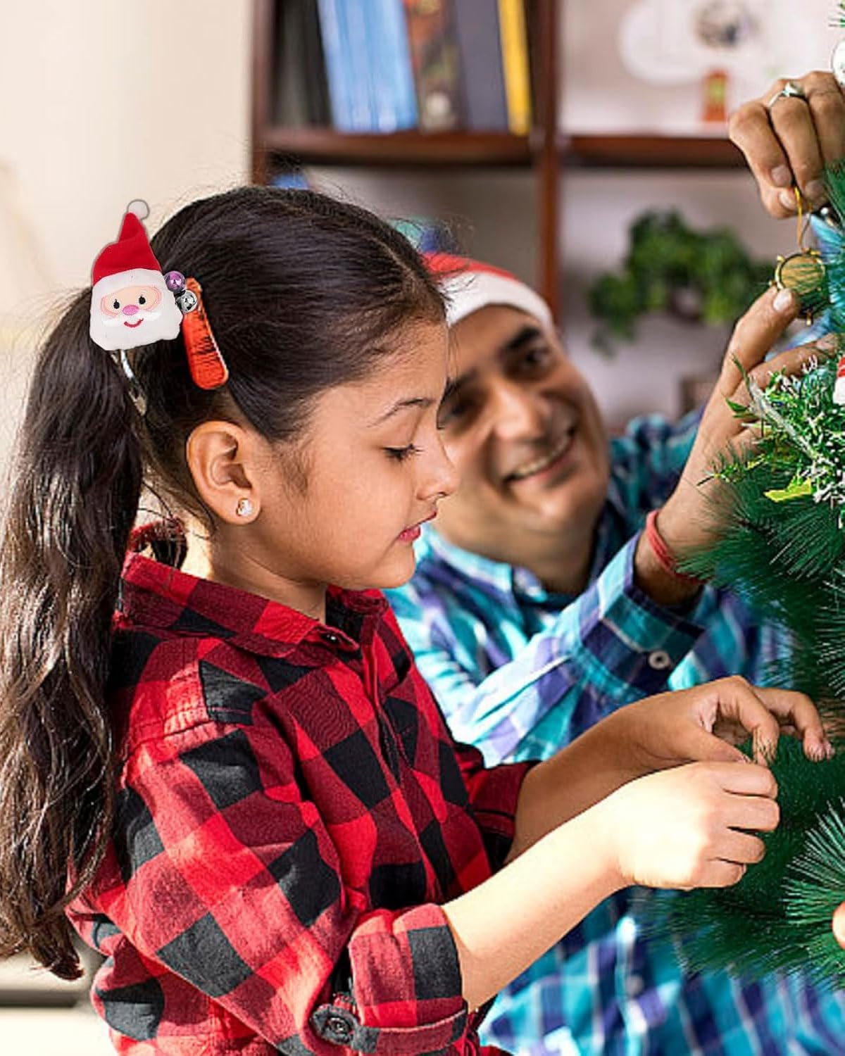 Pack of 2 Christmas Hair Accessories, Hair Bobbles Girls Christmas, Fluffy Women'S Hair Band, Children'S Reindeer Christmas Tree Santa Scrunchies Bands, for Santa Hair image number 5