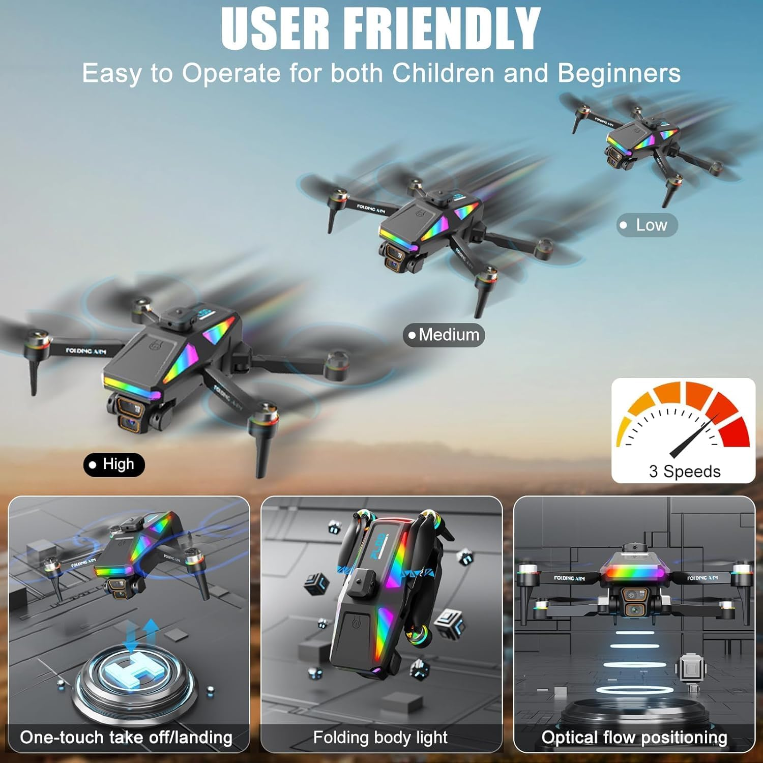OBEST Drone with Camera 1080P Remote Control with 4.5 Inch Screen,Brushless Motor,90&deg; ESC Camera,Automatic Obstacle Avoidance,20 * 2 Minutes Flight Time Suitable for Kids and Adults,209G image number 5
