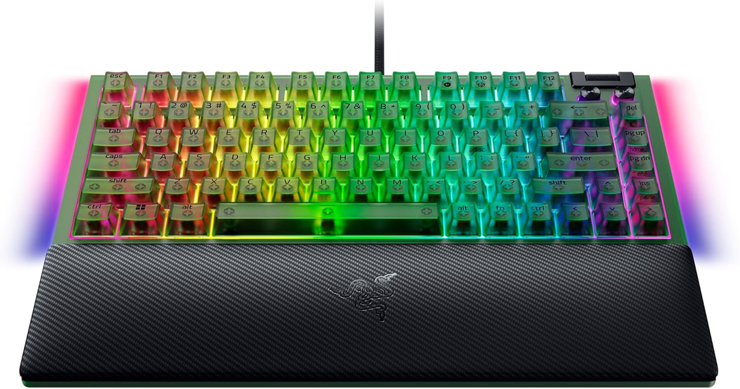 Razer Blackwidow V4 75% - Hot-Swappable Mechanical Gaming Keyboard - Phantom Green image number 2