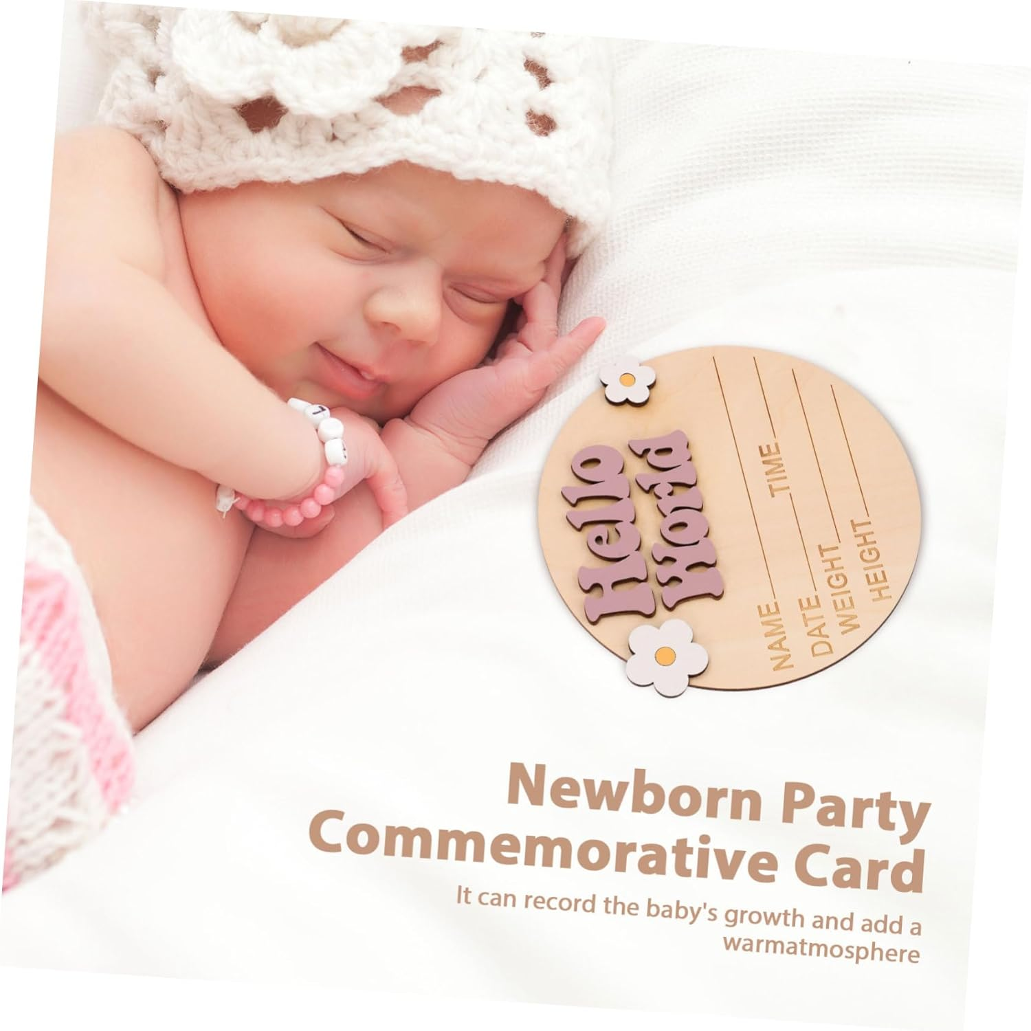 Gatuida Growth Commemorative Card for Newborn Wood Sign for Shower Nursery Decor image number 3