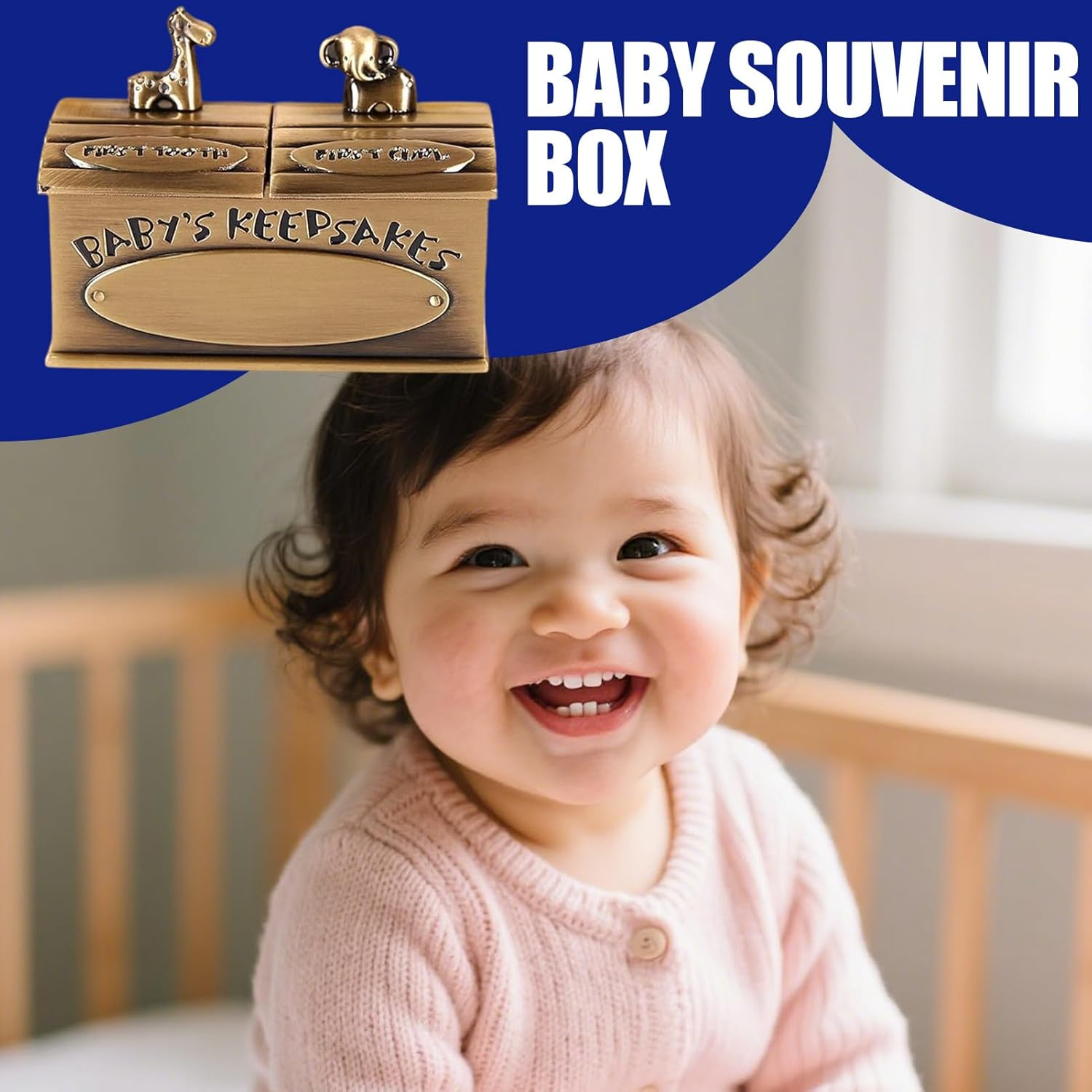 Tooth Keepsake Box - 6.2X3.5X4.7Cm Adorable Animal Design Teeth Keepsake Box Zinc Alloy - Luxurious Elegant Memory Tin for Children Toddler Girls Baby Kid Birthday Shower - Gold image number 3
