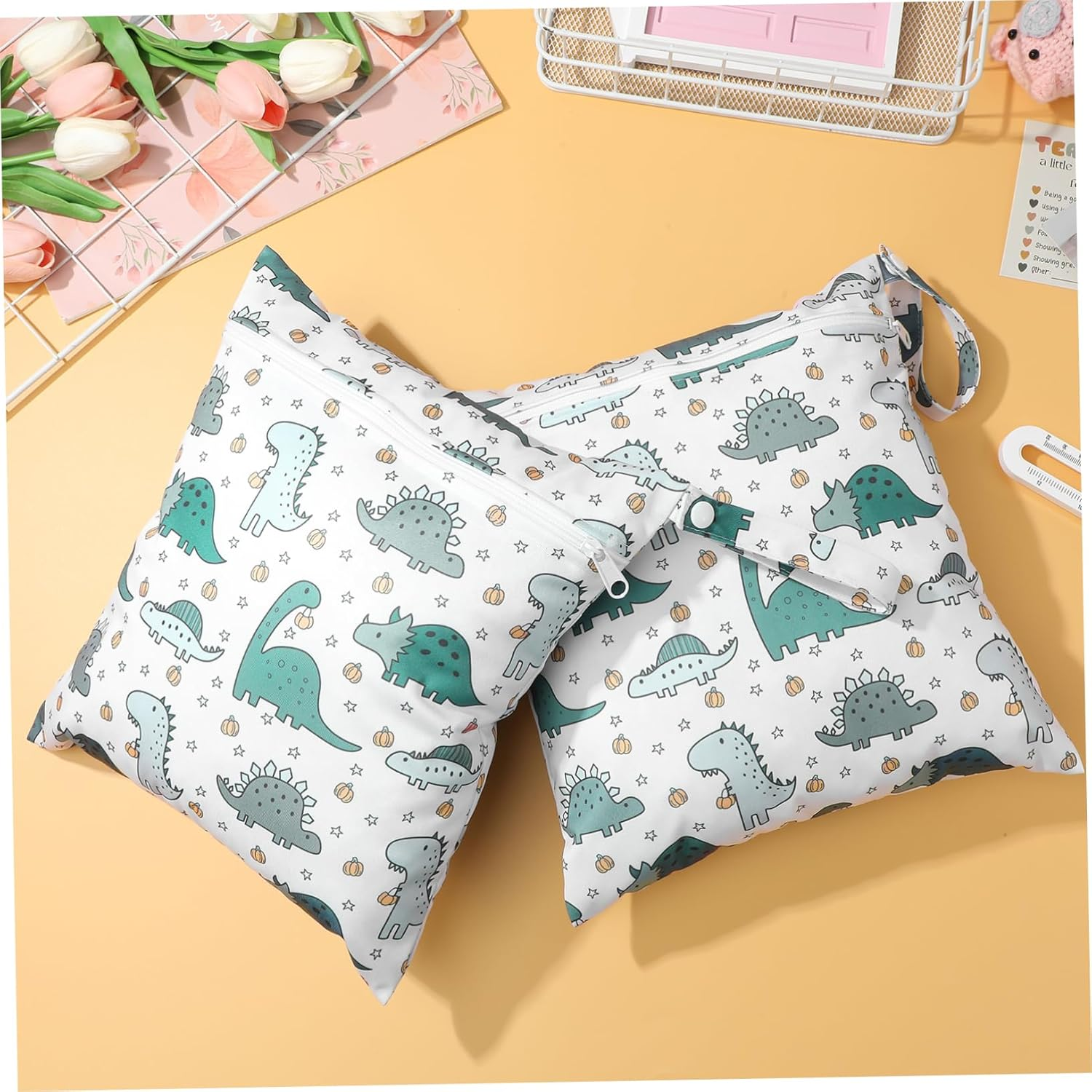 Ifundom Cartoon Zippered Diaper Bag Tote Wet Bag Organizer Pouch for Baby Diapers and Nursing Accessories image number 6