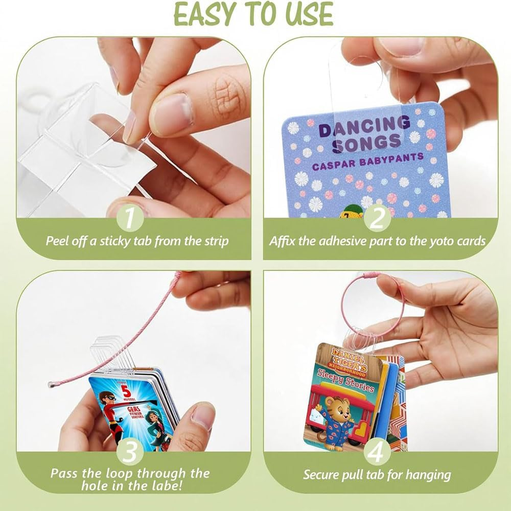 Yoto Card Holder on Ring with 200 Adhesive Tabs, 15 Card Rings and 15 Blank Wood Labels Portable Kids Travel Storage Organizer for Holiday Learning Cards, School Supplies and Accessories image number 5