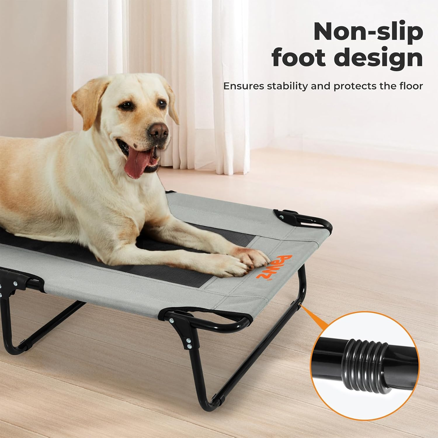 Pawz Foldable Elevated Dog Beds,Raised Dog Bed for Medium Large Pets,Folding Portable Dog Trampoline with No-Slip Feet,Breathable Teslin Mesh,Indoor Outdoor Use,No Assembly Need,Large image number 3