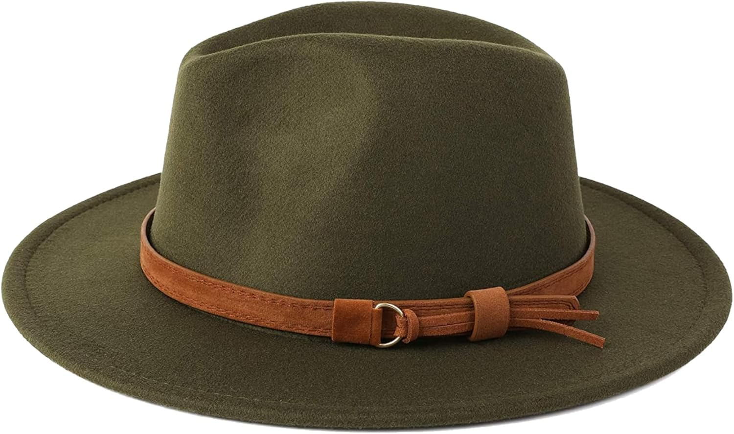Whyzsjnclg Felt Hats for Men Women, Wide Brim Fedora Hats for Men, Classic Vintage Fedora Hat with Belt Buckle, Portable Mens Dress Hats for Winter Party Decor Felt Hats for Men Green