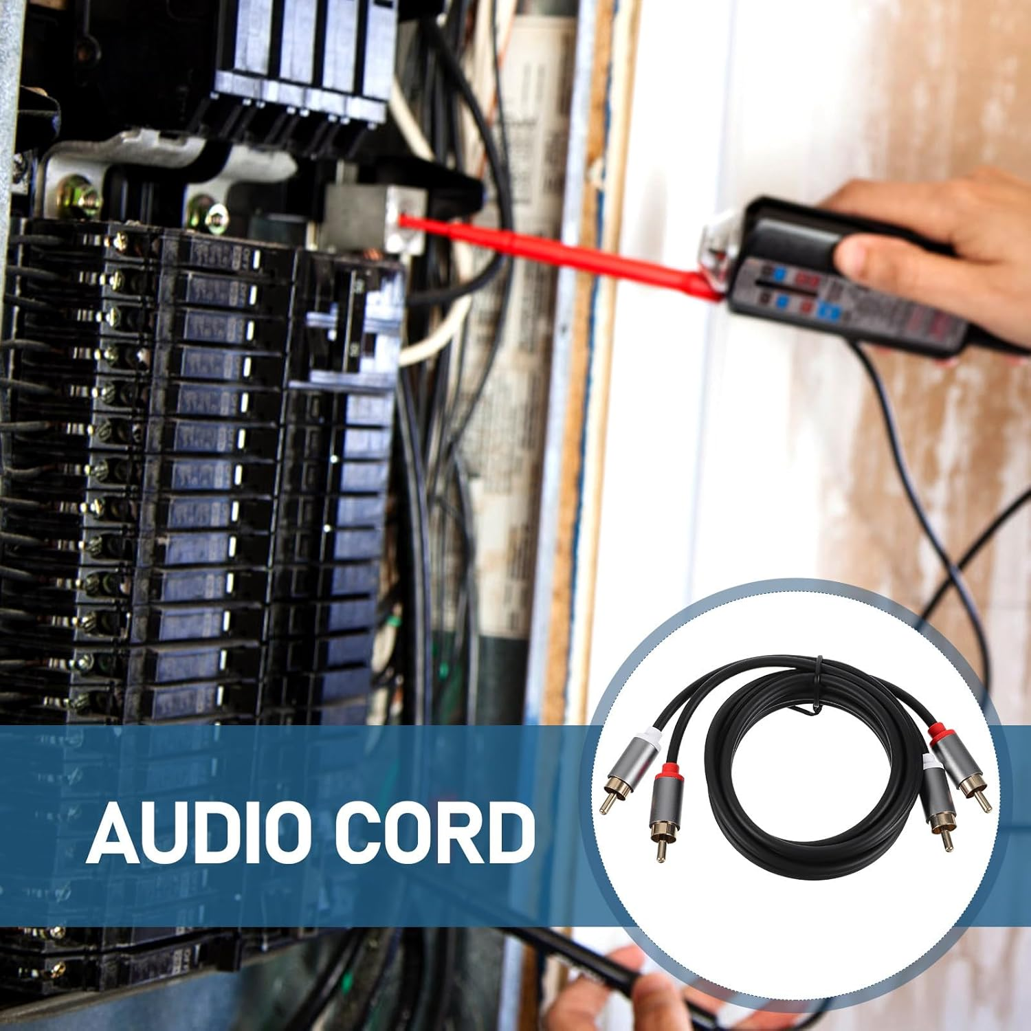 COHEALI 2RCA to 2RCA Audio Video Cable 1M Stone Gray Stereo Subwoofer Cable for Home Theater and TV Sound System image number 3