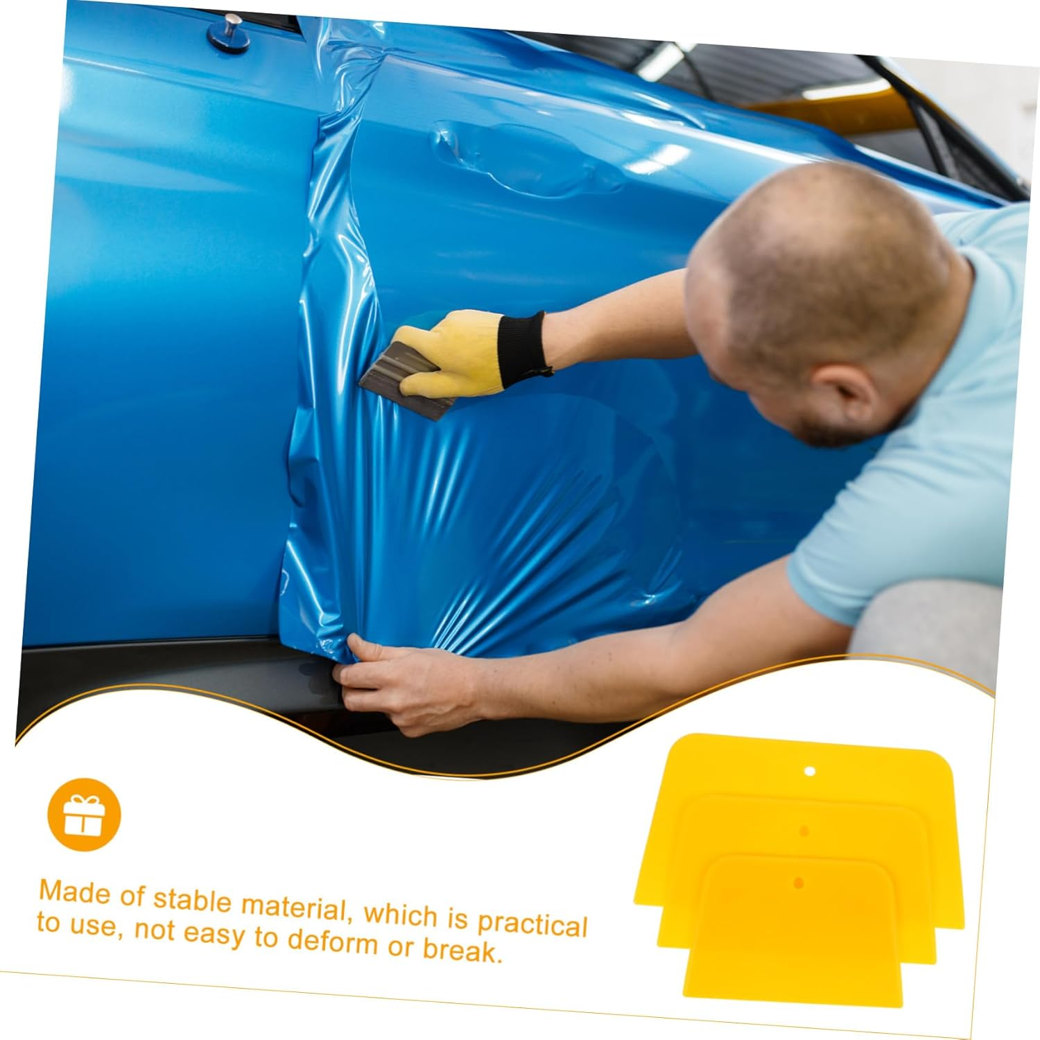 CVUTOVO 3Pcs Auto Body Filler Spreaders Soft Flexible Scraper for Applying Fillers Car Paint and Vinyl Wrap Application Automotive Use image number 4