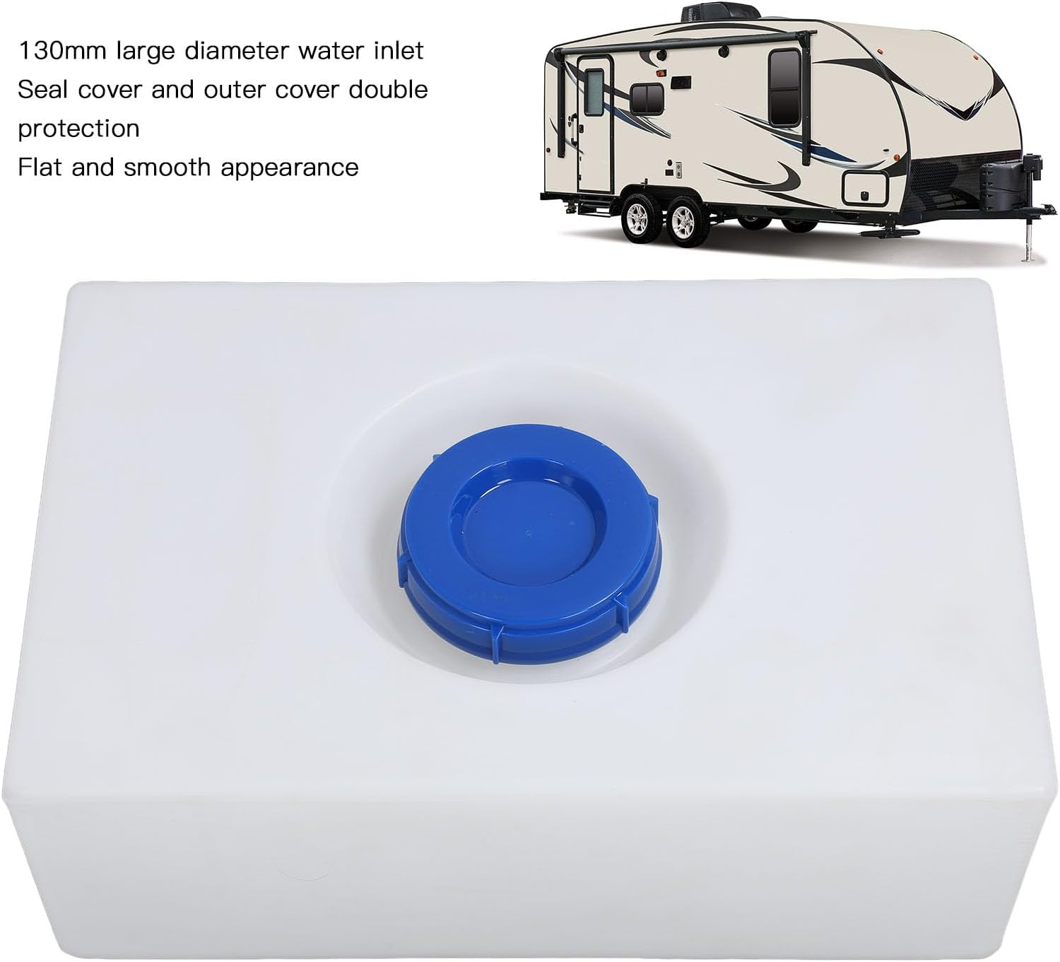 RV Water Tank, 13 Gallon RV Water Holding Tank for Drinking Water with Sealing Cover, RV Water Tank Water Storage Tank for RV, Trailer, Camper, Boat, 24.4X15.74X9.05In image number 4