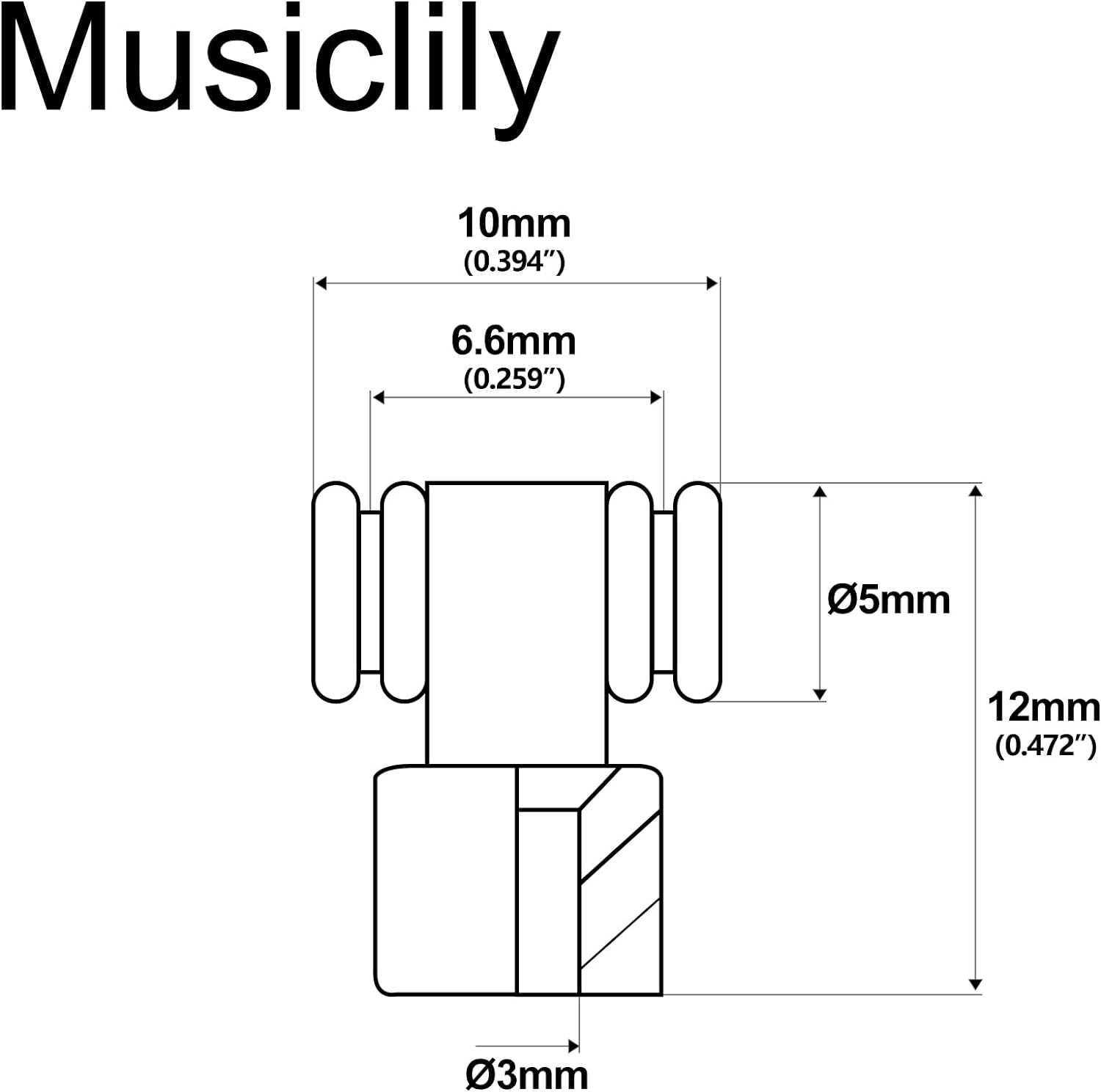 Musiclily Pro Steel Roller String Trees String Guides String Retainers for Strat/Tele Style Electric Guitar, Nickel (Set of 2) - Black image number 3