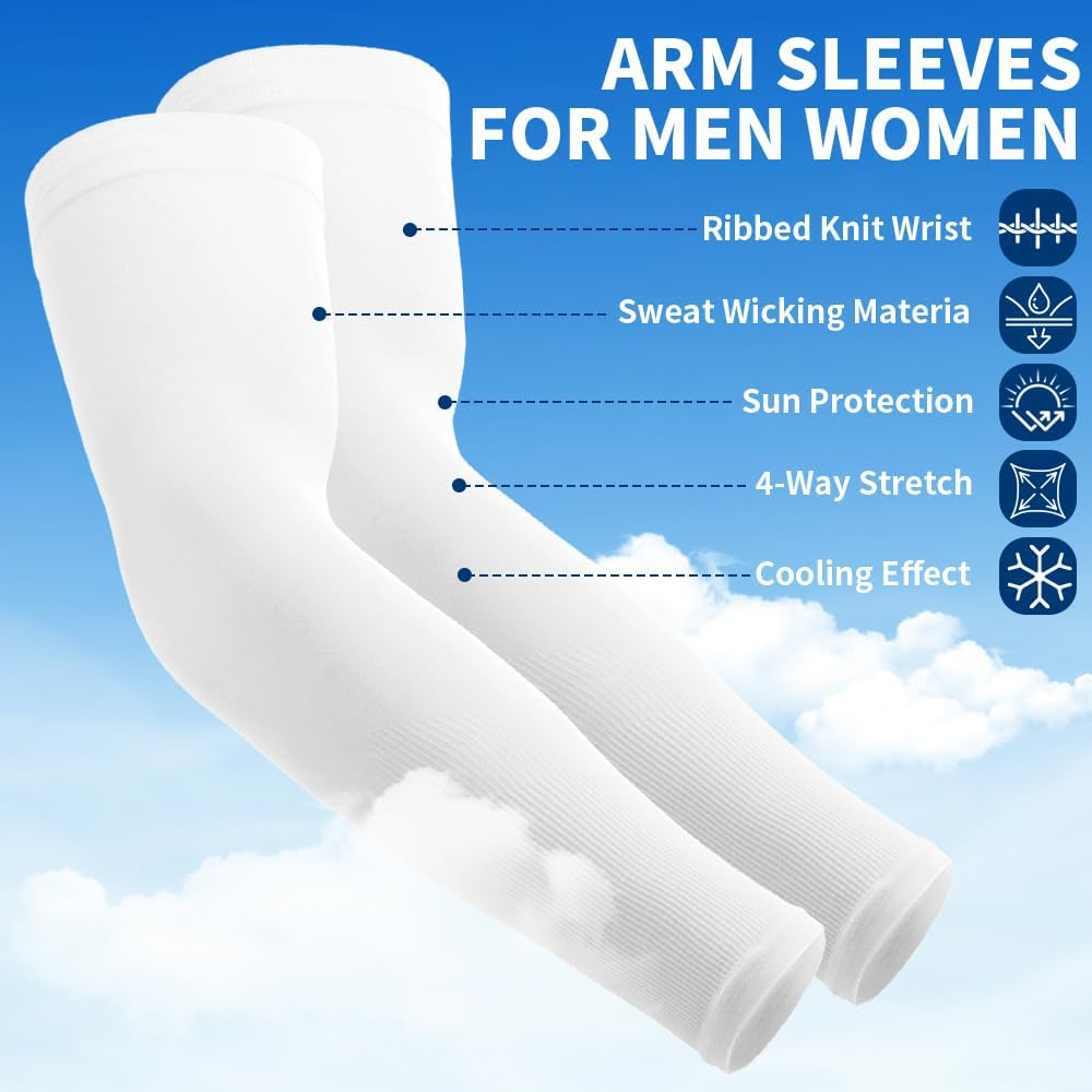 UV Sun Protection Arm Sleeves for Men Women, Compression Cooling Sun Sleeves - Sports - Workouts - Tattoo Cover