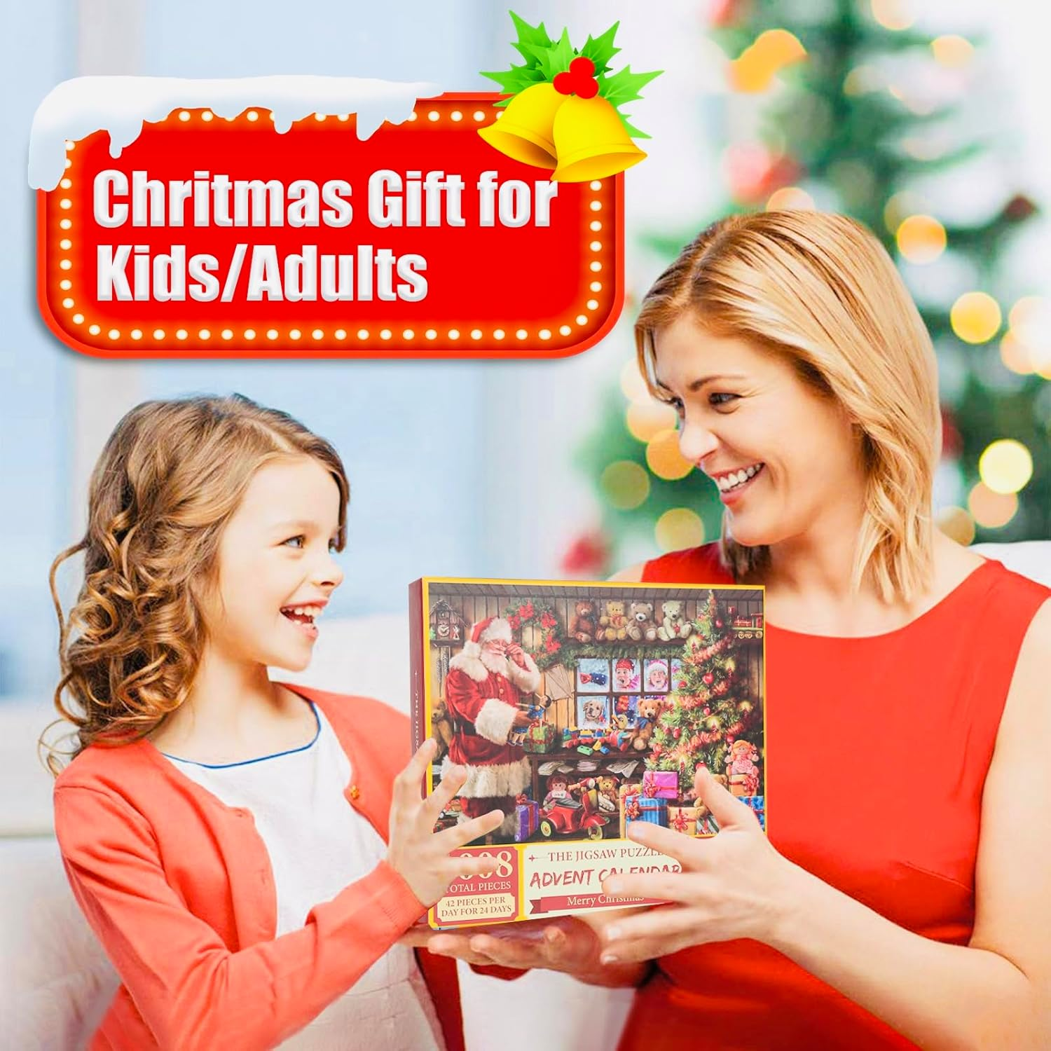 Advent Calendar 2024 Jigsaw Puzzles, 24 Box Christmas Puzzle Countdown Calendar, Funny Christmas Game Gift, Santa'S Xmas Gift,1008 Pieces 19.7 Inches X 27.6 Inch Puzzles