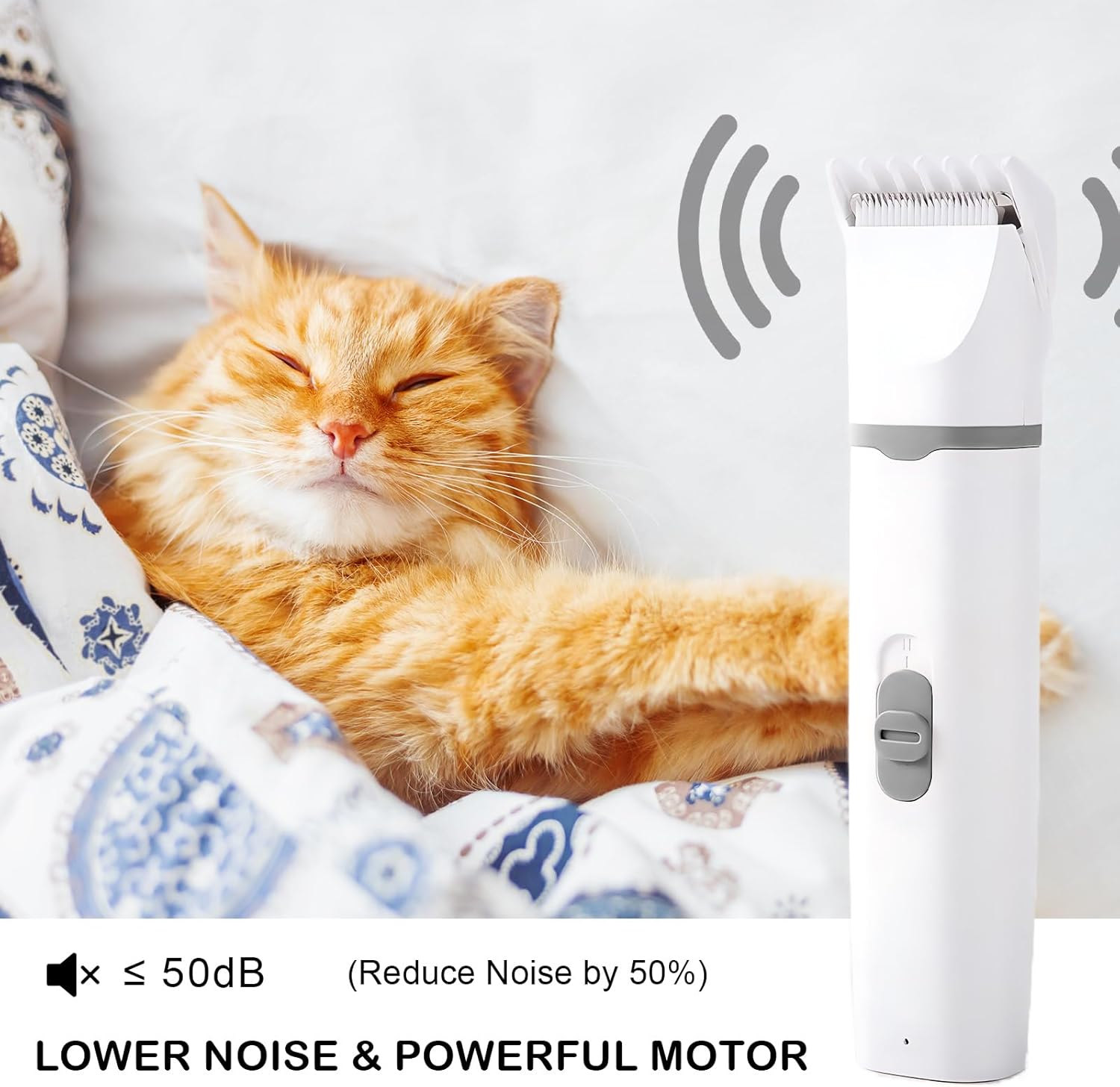 Dog Clippers Grooming Kit Hair Clipper - Pet Nail Sharpener and Shaver Set 4 in 1 Low Noise - Cordless Quiet Nail Grinder Shaver for Dogs, Cats and Other Pets image number 3