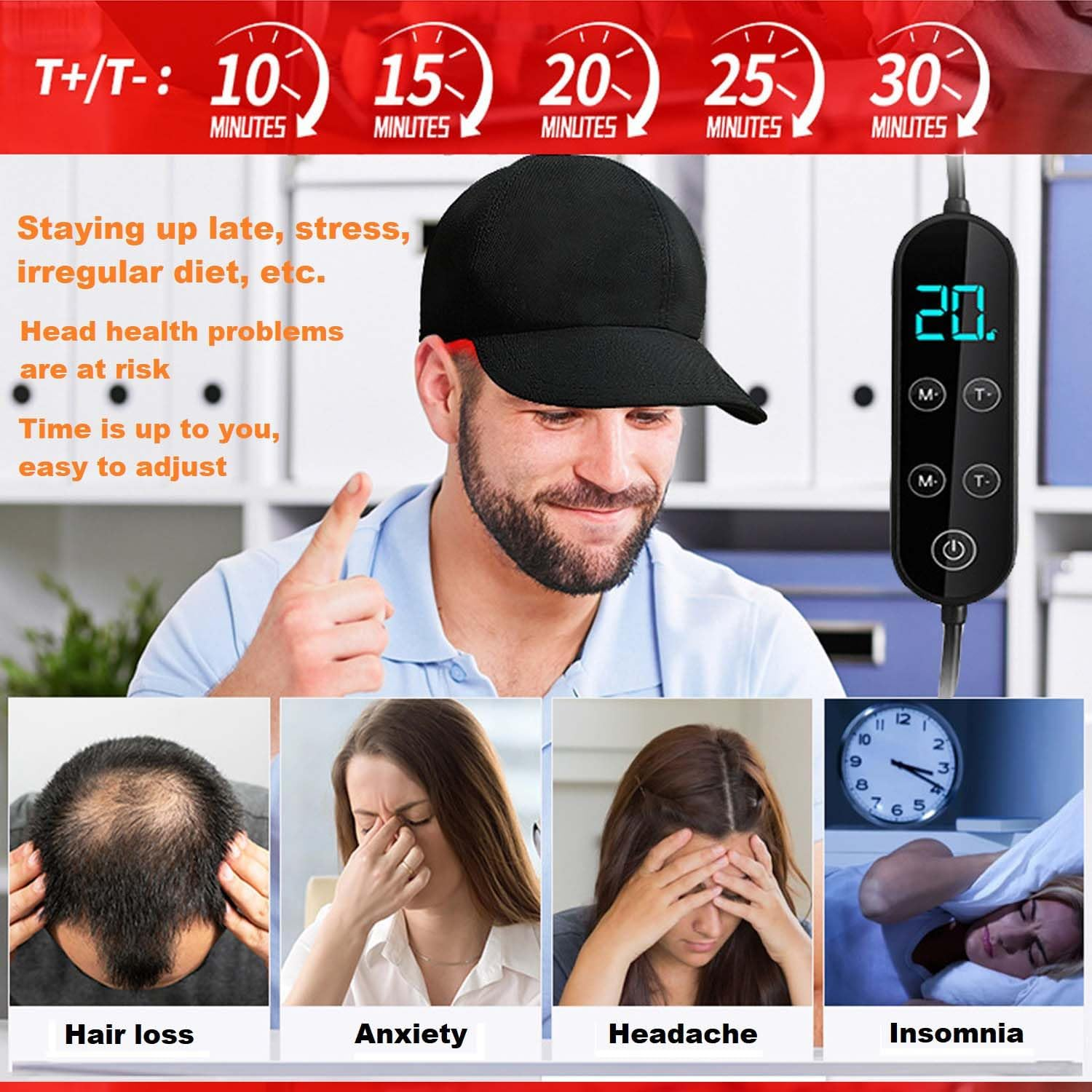 Therapy for Hair Growth|Red Light Hair Growth System|Hair Loss in Men & Women|Advanced Hair Regrowth System|Red Light Therapy Cap image number 5