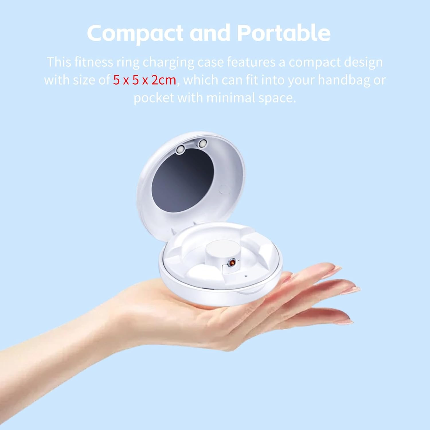 Smart Ring Charging Case, Magnetic Charging Compartment, Compact Box, Portable Charger for Colmi R02 R06 R11M R8 Fitness Ring with Magnetic Charging Port