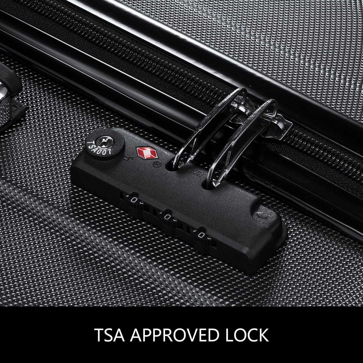 4 Piece Luggage Set Carry on Suitcase Lightweight Traveller Bag ABS Hard Shell Black - Black image number 5