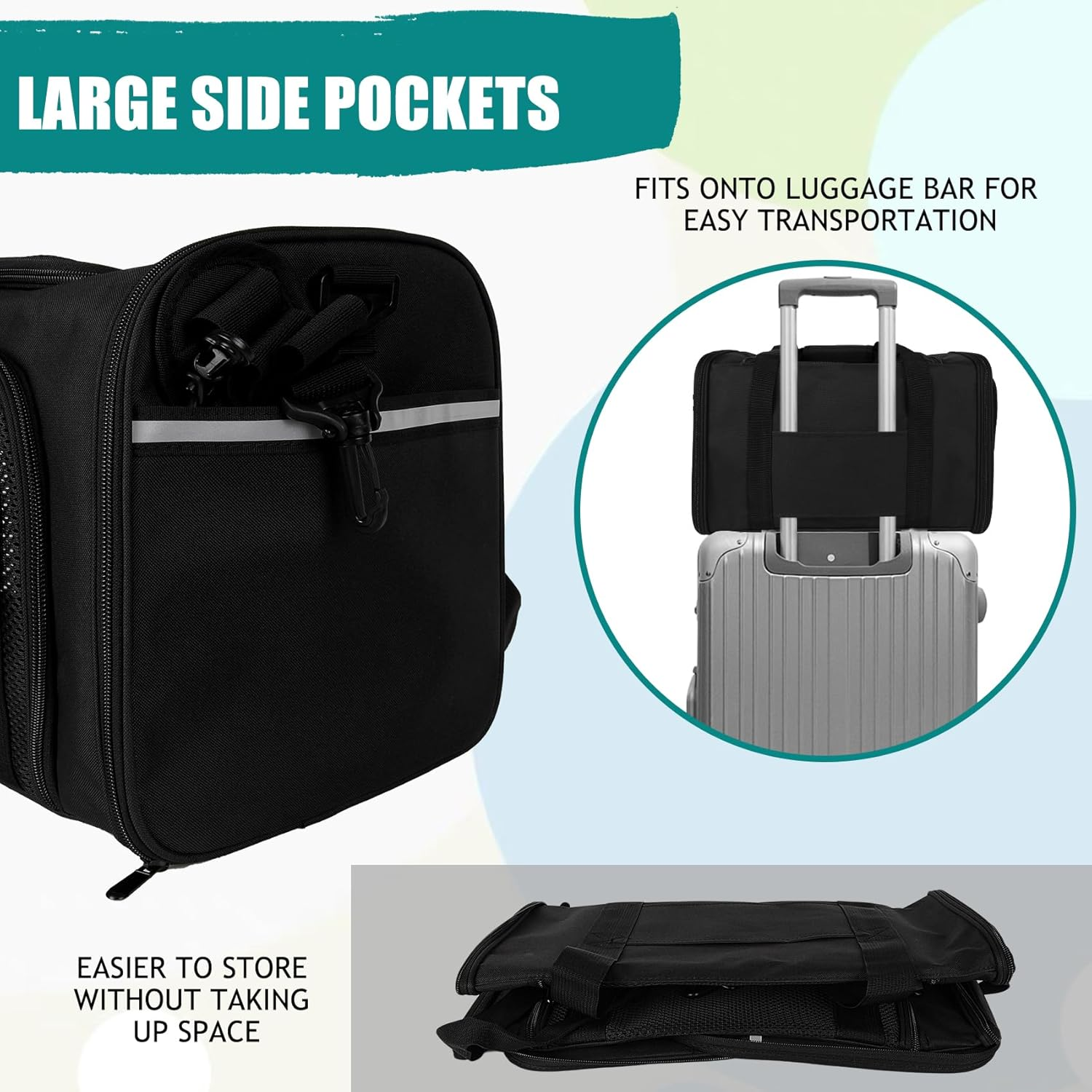 Top Tasta Dog Cat Carrier Pet Carriers for Small Medium Large Cats Dogs Carrier Soft Sided Small Puppy Dog Carrier Portable Foldable Airline Approved Dog Cat Travel Carrier Black Medium image number 4