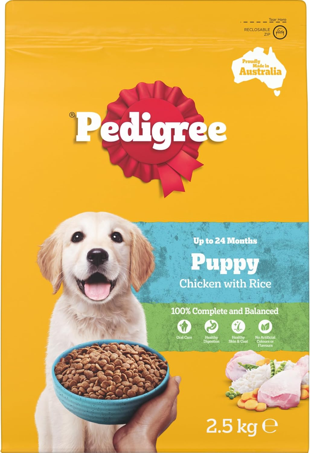 PEDIGREE Puppy Dry Dog Food Chicken with Rice 2.5Kg, 4 Pack image number 5