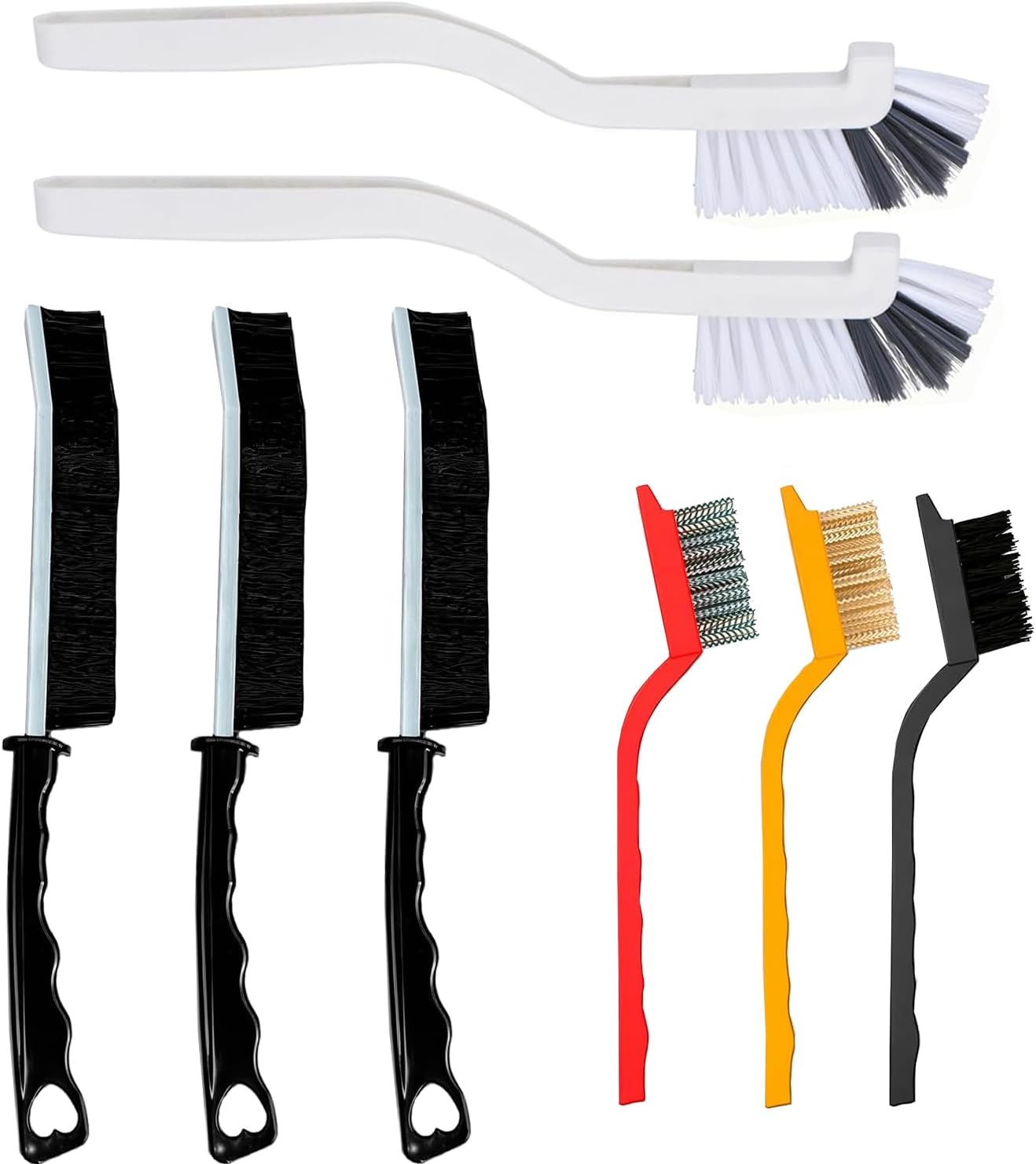 BEANPRECOY 8Pcscrevice Cleaning Brushes Hard Bristle Scrub Brush Set for Toilet Bathroom & Kitchen Grout Brush with Durable Handle for Groove Corner and Tile Cleaning Home Essentials Cleaning Supplies