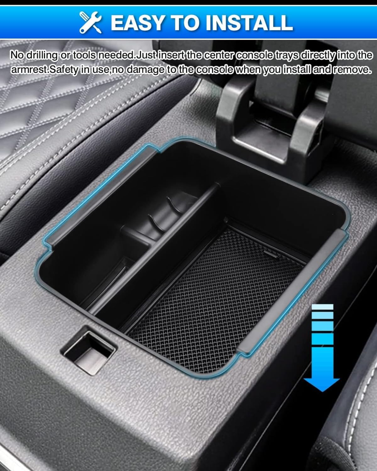 Center Console Organizer for Mitsubishi Outlander 2022-2026 (Excludes Outlander Sport) Interior Organizer Center Console Holder Tray Armrest Storage Box with Non-Slip Silicone Mats Outlander22 image number 3