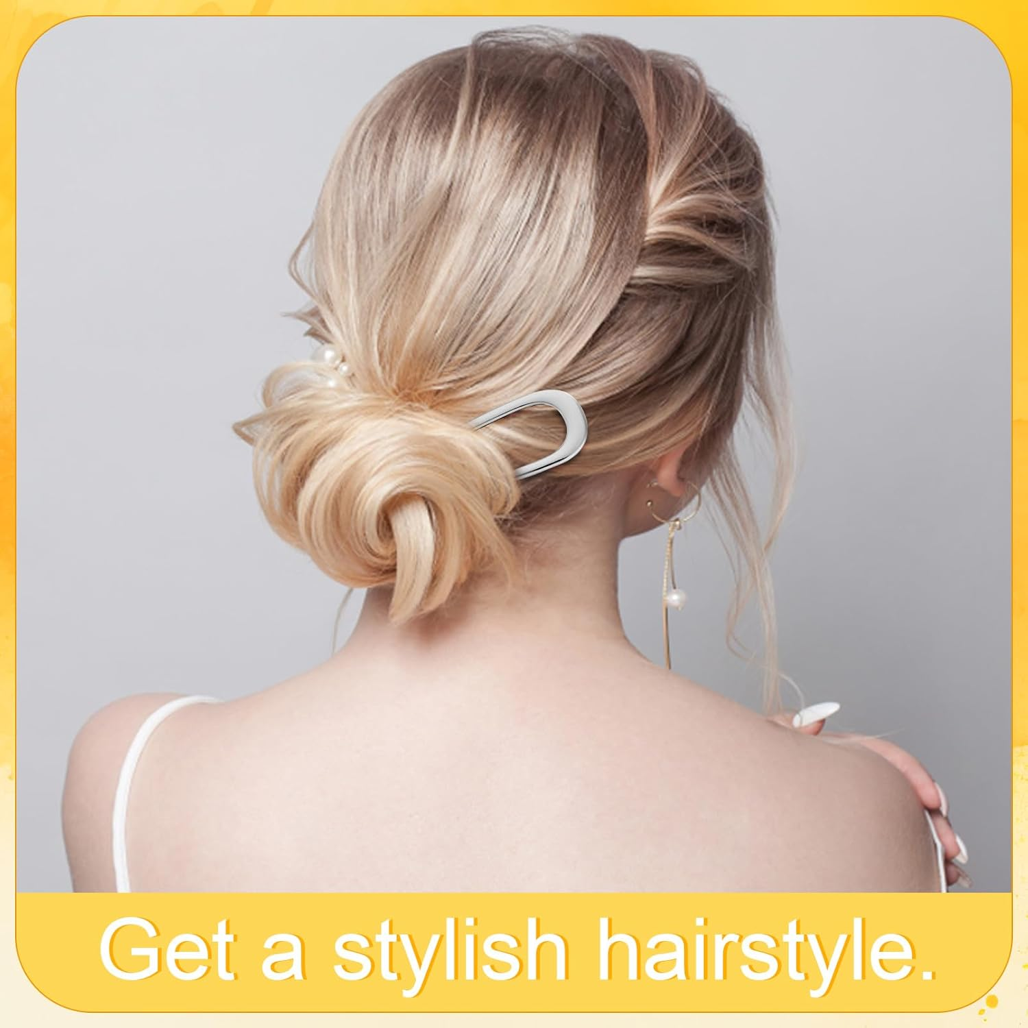 Pack of 2 French Metal Hair Pins for Thick Hair, U Shaped Hair Pins Hair Sticks Hair Forks for All Hair Types of Women and Girls Styling Hair Styling Aid Accessories Gold & Silver image number 6