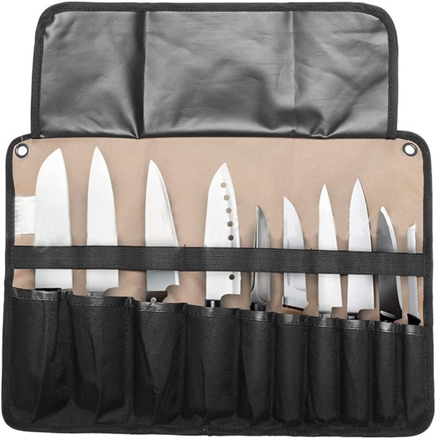 22 Slot Chef Knife Bag Carry Roll with Handles Kitchen Portable Storage Bag