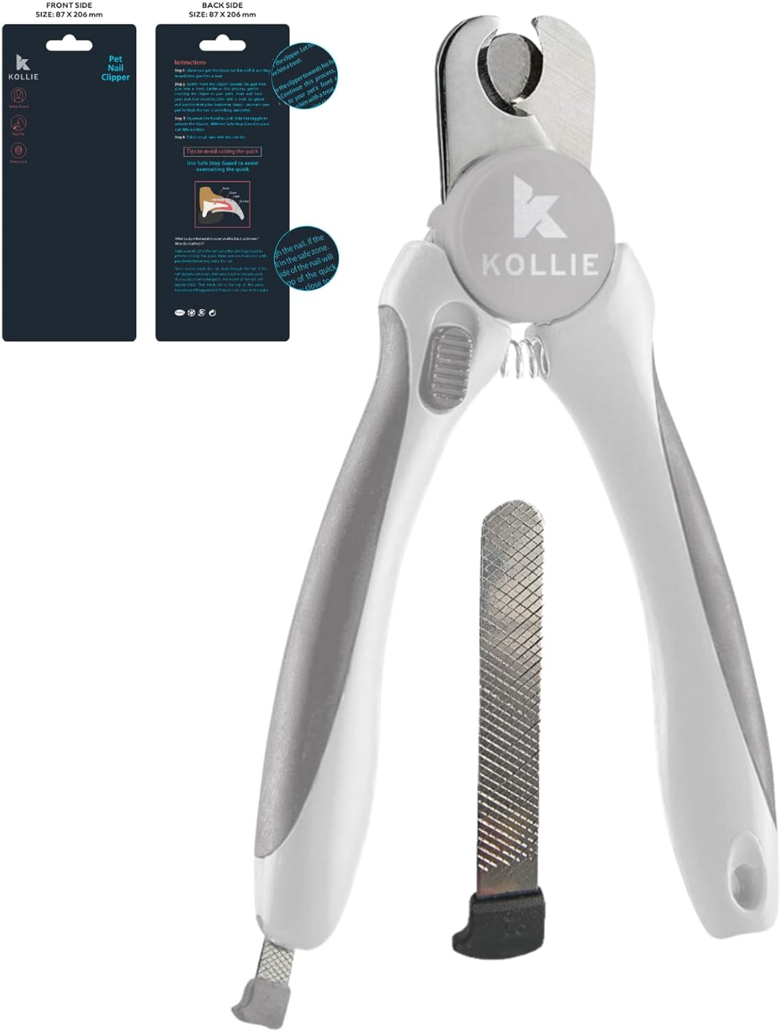 Kollie Dog Grooming Kit &ndash; Dog Nail Clippers with Safety Guard & Nail File, Slicker Brush for Deshedding, Stainless Steel Blades, Non-Slip Handles for Small, Medium & Large Dogs and Cats image number 4
