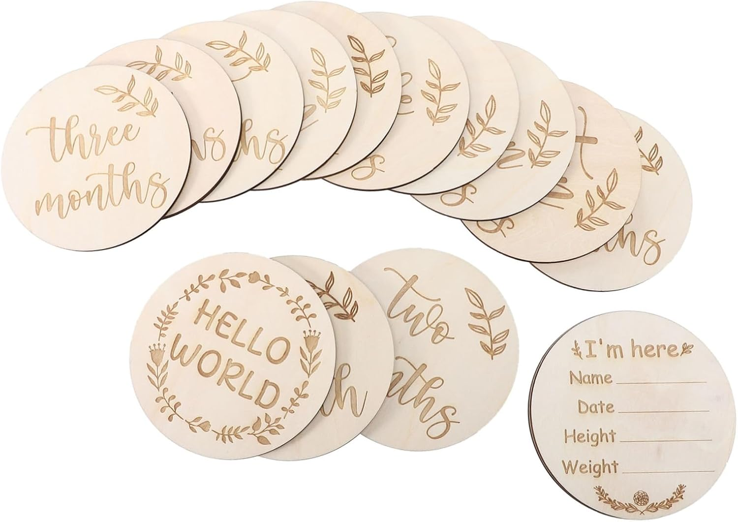 UPKOCH Monthly Photo Prop Wooden Milestone Cards Birth Cards Growth Commemorative image number 6