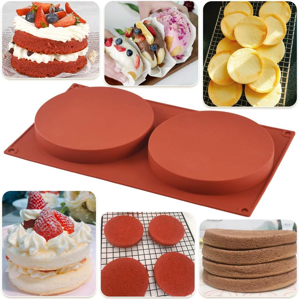 Ionegg round Cake Pans, 5.4 Inches Silicone Molds for Baking, Nonstick & Quick Release Baking Pans for Layer Cakes, Cheese Cakes, Rainbow Cakes and Chocolate Cakes, Pack of 2