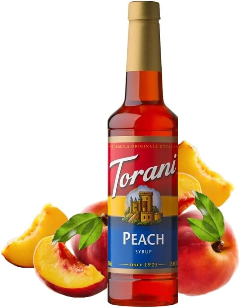Torani Peach Syrup (750Ml) - Premium Cane Sugar Cocktail Syrup Flavouring for Iced Tea, Sodas, Bubble Tea & Cocktails - Fresh Fruit Taste, Vegetarian-Friendly image number 1