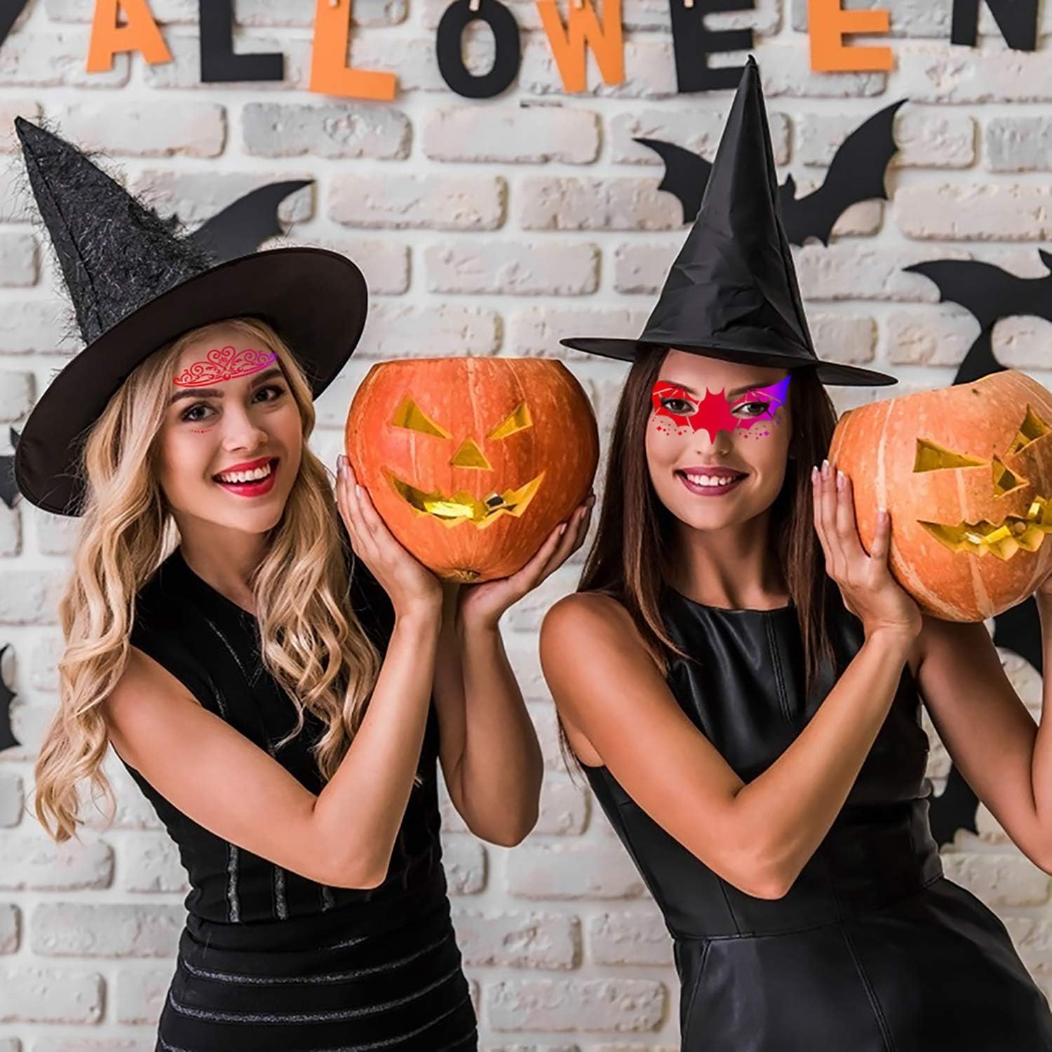 Face Paint Stencils 17Pcs Reusable Face Painting Stencils with 4 Sheet Painting Stickers and 1Pcs Rhinestone Bling Sticker for Festival Party Decoration