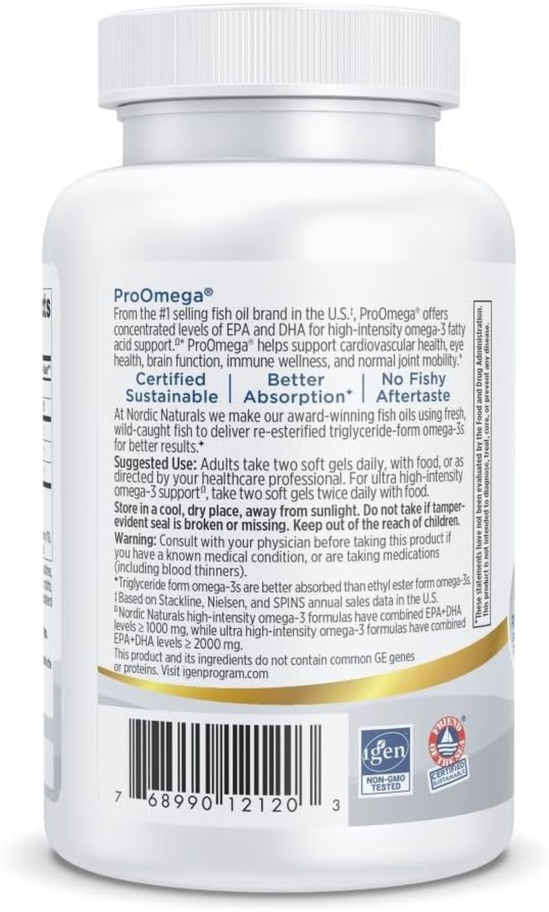 Nordic Naturals Proomega - Fish Oil, 650 Mg EPA, 450 Mg DHA, High-Intensity Support for Cardiovascular, Neurological, Eye, Joint, and Immune Health*, Lemon Flavored, 60 Soft Gels image number 1
