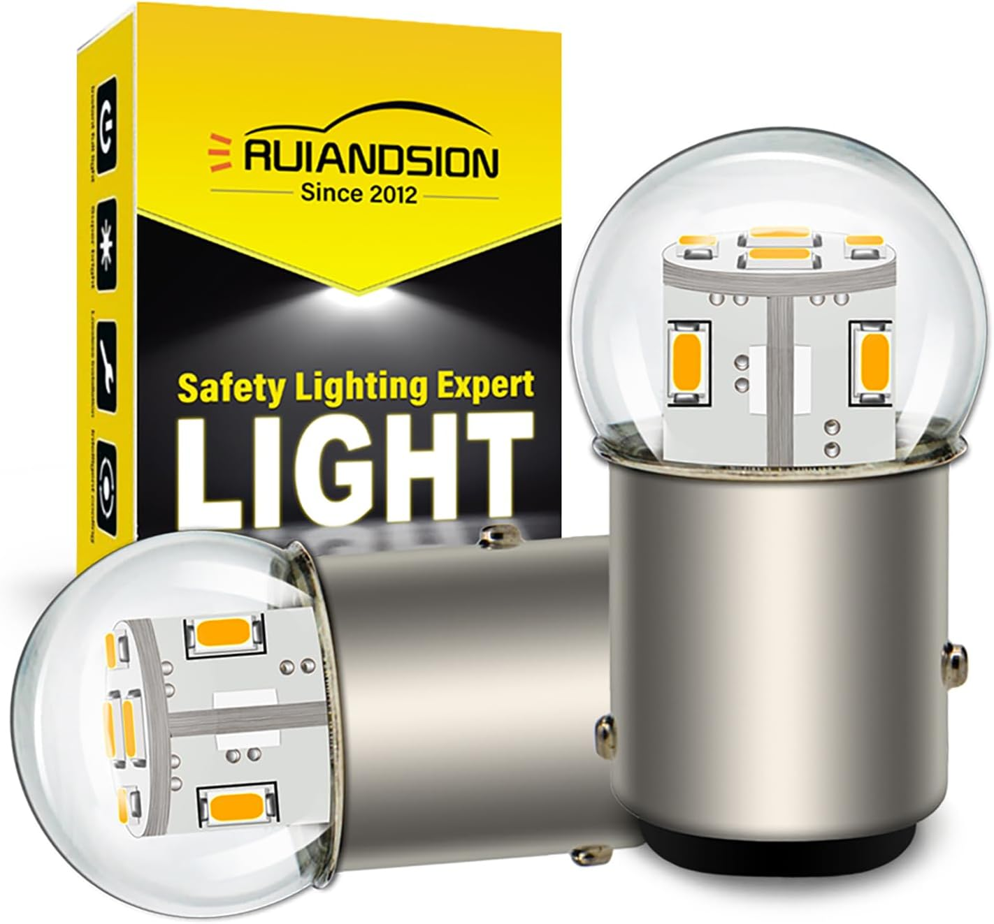 Ruiandsion 2Pcs 1157 LED Bulb 6V BAY15D 2057 2357 7528 White 3014 12SMD LED Chipsets LED Backup Reverse Brake Tail Lights