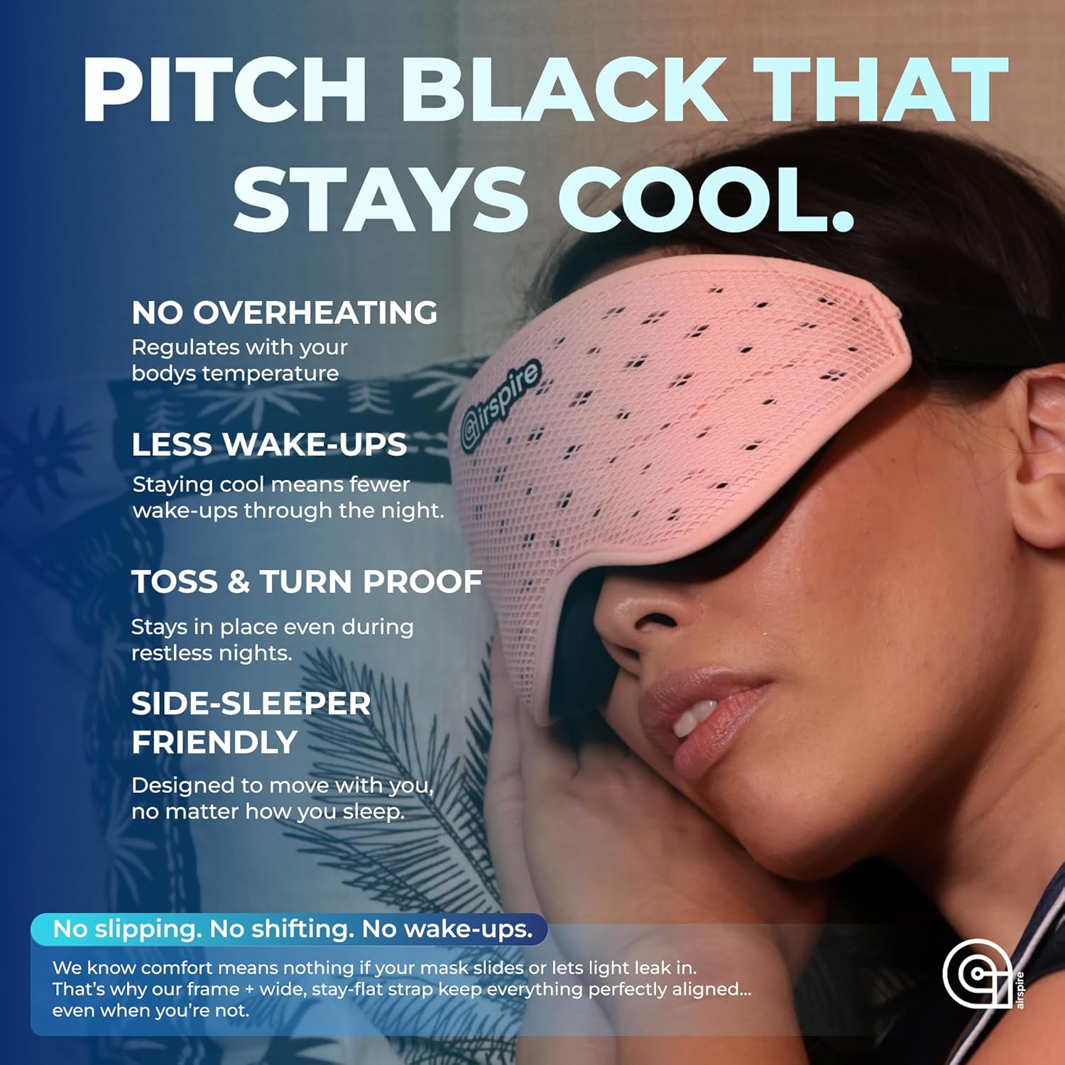 Cool Sleep Mask | No More Sweaty Nights | Ultra-Dark Breathable Eye Mask for Deep Sleep | Large Contours for Eye & Lash Room | Mesh for Airflow | Memory Foam Comfort for Side Sleepers | Travel & Night Shifts (Pink) image number 6