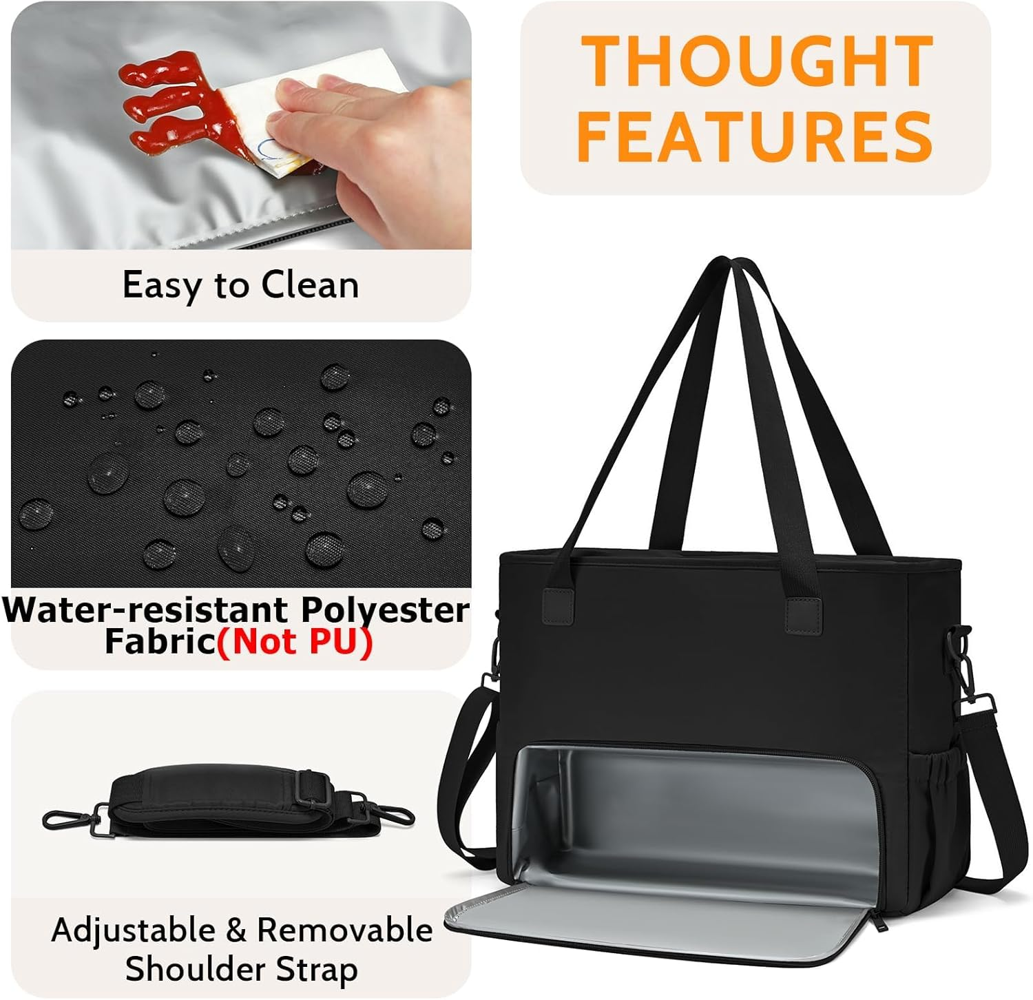 SIMTWO Lunch Tote Bag for Women, 15.6 Inch Work Bag with Lunch Compartment Insulated, Women&rsquo;S Lunch Bag Tote for Work, Versatile Nylon Lunch Box for Office, Travel, Teacher, Beach, Camping - Khaki image number 6