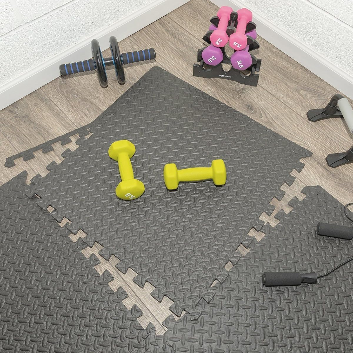 [8PCE] Ideer Life Eva Puzzle Mat &ndash; 4X2M, Black, Level up Your Workout with Durable & Non-Slip Surface - Ideal for Pilates, Gym & Home Equipment &ndash; 60 X 60 X 2.0Cm