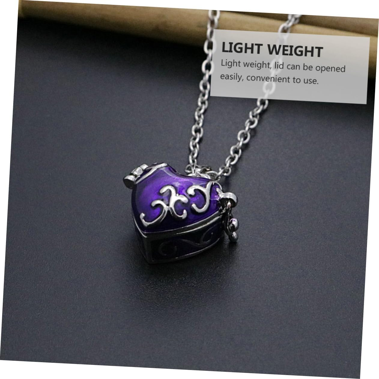 Vintage Heart-Shaped Brass Pendant Openable Pet Ashes Container Necklace Memorial Jewelry for Cats Dogs Secure Keepsake Urn Chain No Fading - Blue image number 2