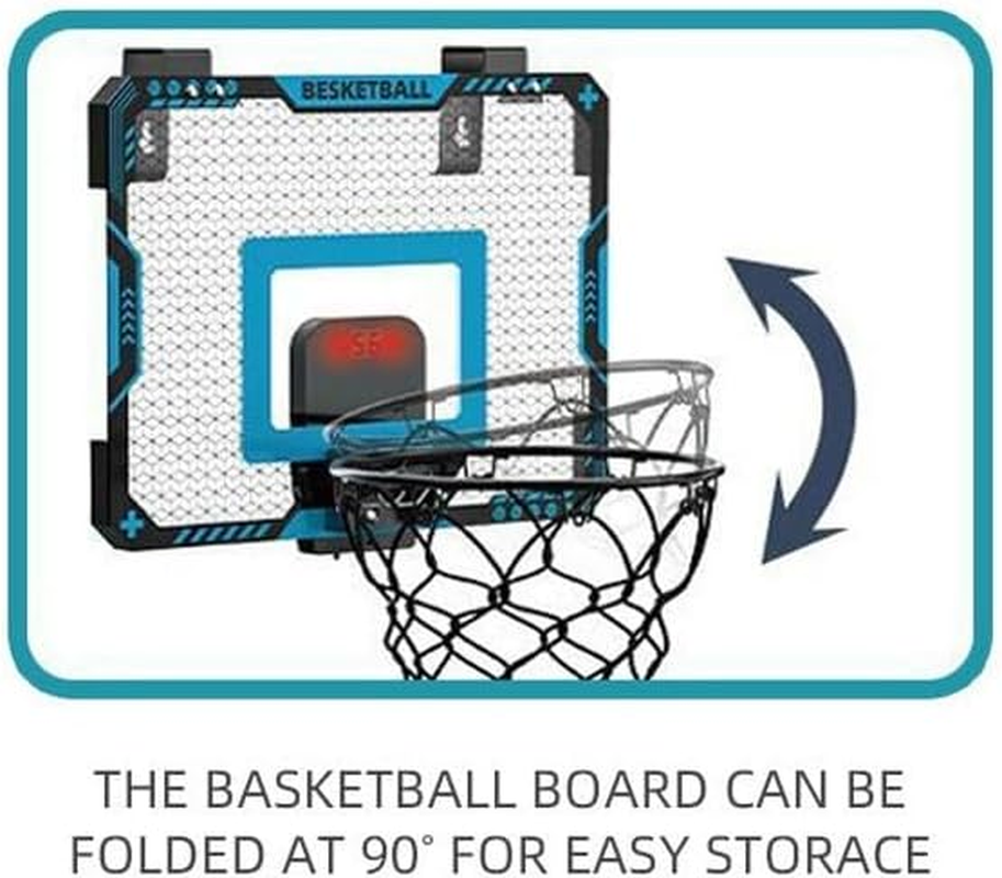 Aoiiigo Basketball Hoop with LED Lighting and Electronic Scoreboard with 2 Scoring Methods Mini over the Door Hoop for 4-12 Year Old Boys Girls Birthday Gift image number 3