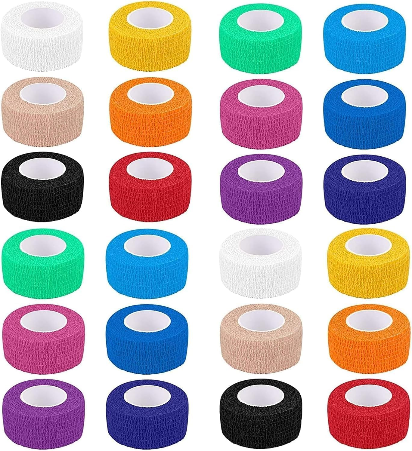 Self Adhesive Cohesive Bandages Elastic Athletic Sports Tape, 24 Rolls Pet Vet Wrap Tape Non-Woven Cohesive Gauze Rolls, Self Adhesive Elastic Protective Bandages Non Woven Cohesive Wrap image number 2